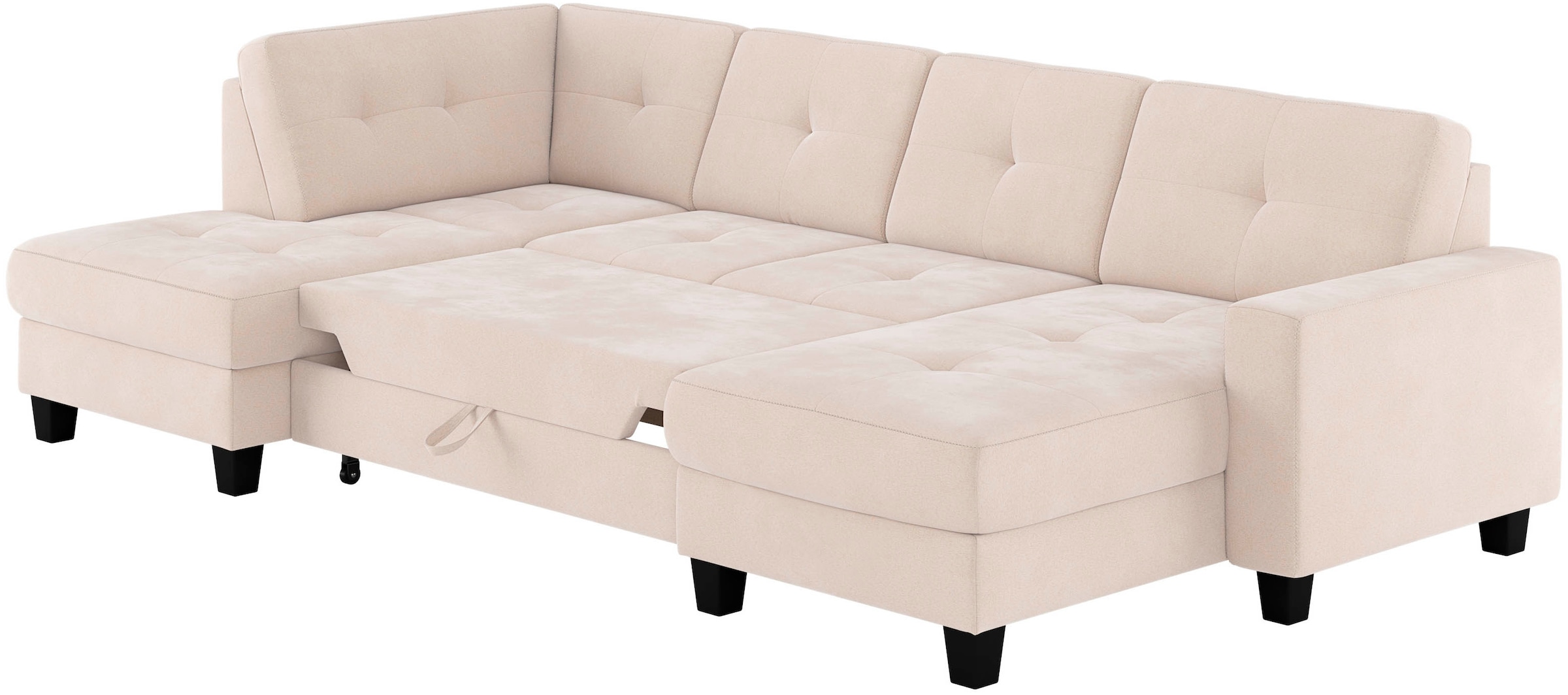 Places of Style Wohnlandschaft »Varese«, Kreuznaht in beige