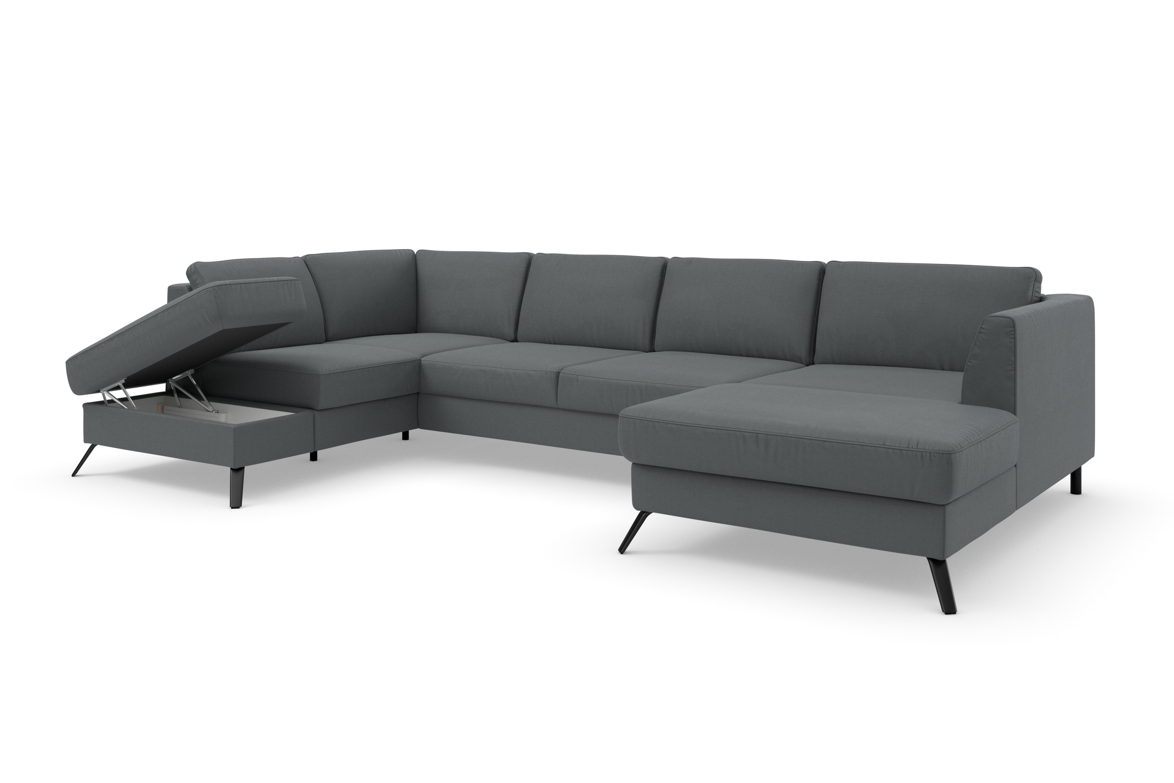sit&more Wohnlandschaft »Olsen U-Form«, inklusive Sitztiefenverstellung, wahlweise mit Bettfunktion, 15cm hoch