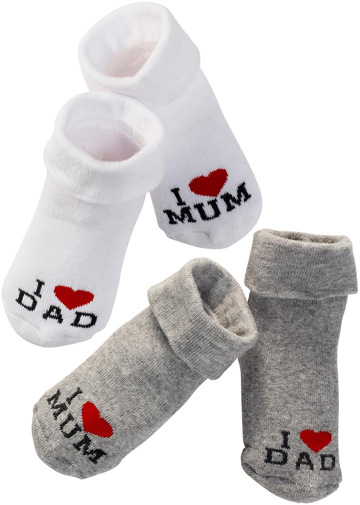 Vivance Umschlagsocken, (Packung, 4 Paar), mit Umschlagbündchen mit eingestricktem Spruch