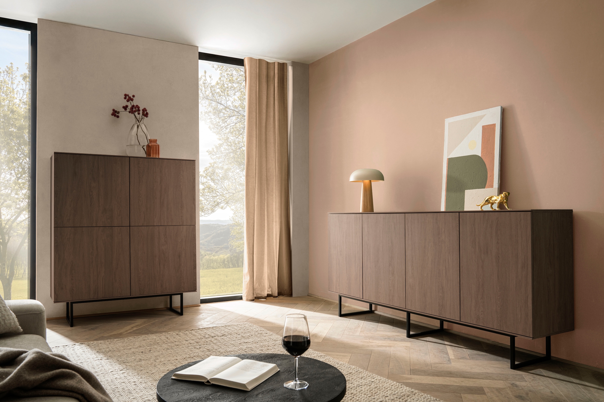 Home affaire Sideboard »Lund, moderner Schrank, Kommode mit Kufengestell« optisch dünner Oberboden, hochwertige Optik, ausreichend Stauraum