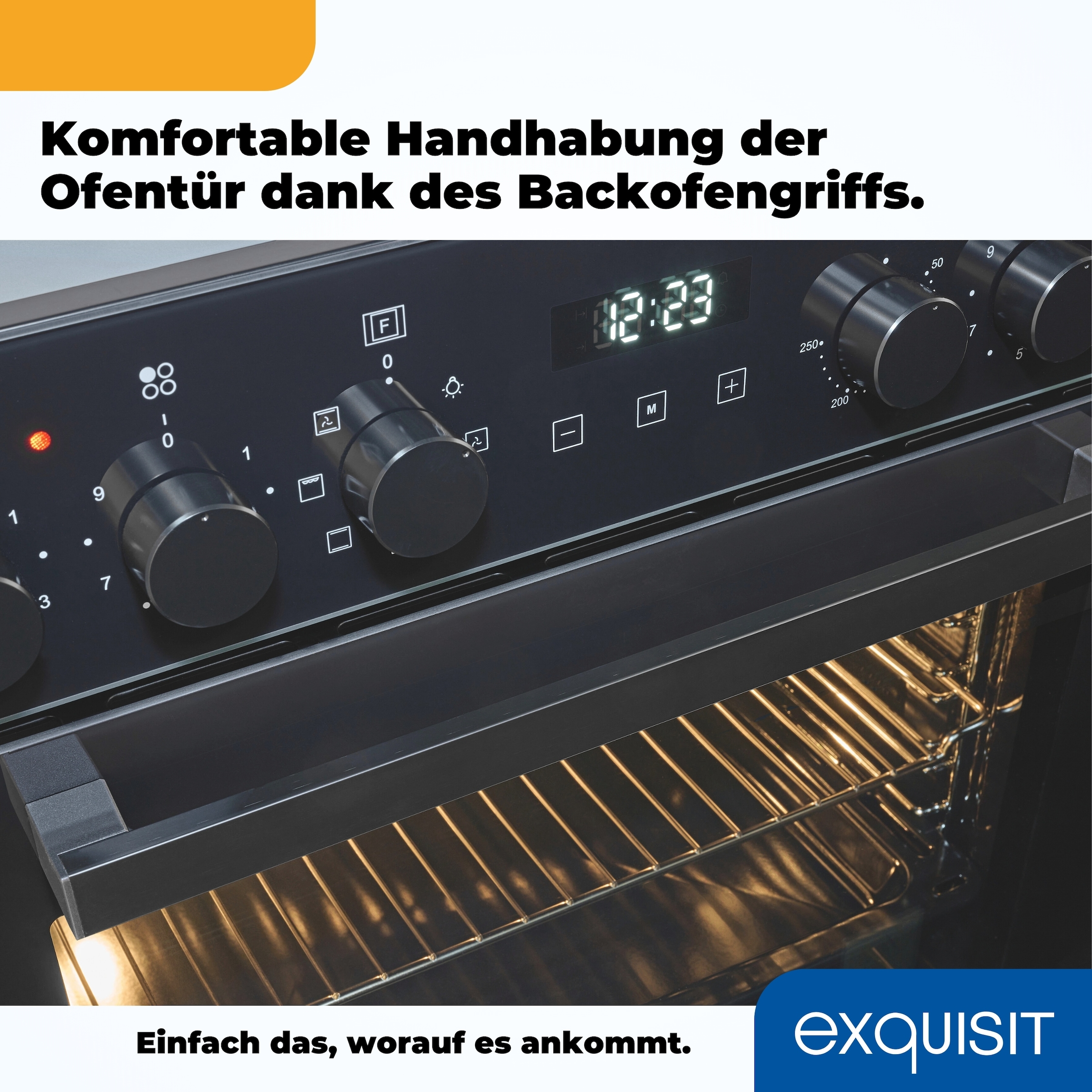 exquisit Backofen-Set »EHE258-UBZ-020-Set schwarz« Backofen | Glaskeramikkochfeld, 2 Stk. tlg. Vielseitiger Grill und 4-Zonen-Glaskeramikkochfeld – einfach & sicher!