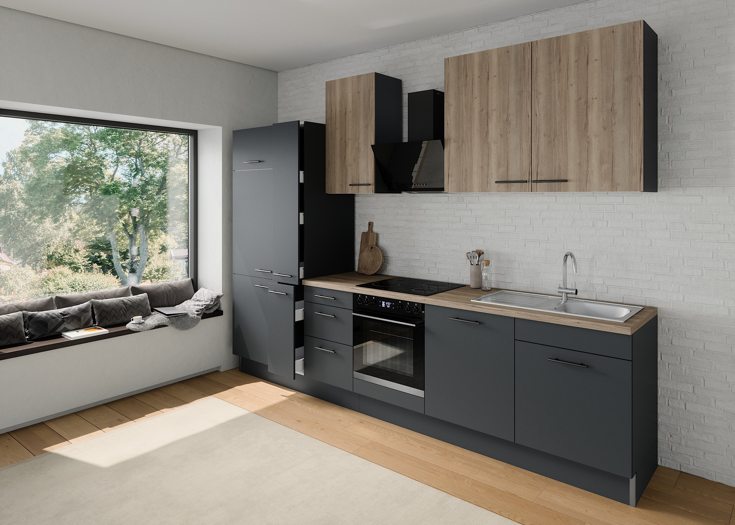 OPTIFIT Küchenzeile »Fiona«, Breite 320 cm, mit Hanseatic-E-Geräten,in Premium oder Basic