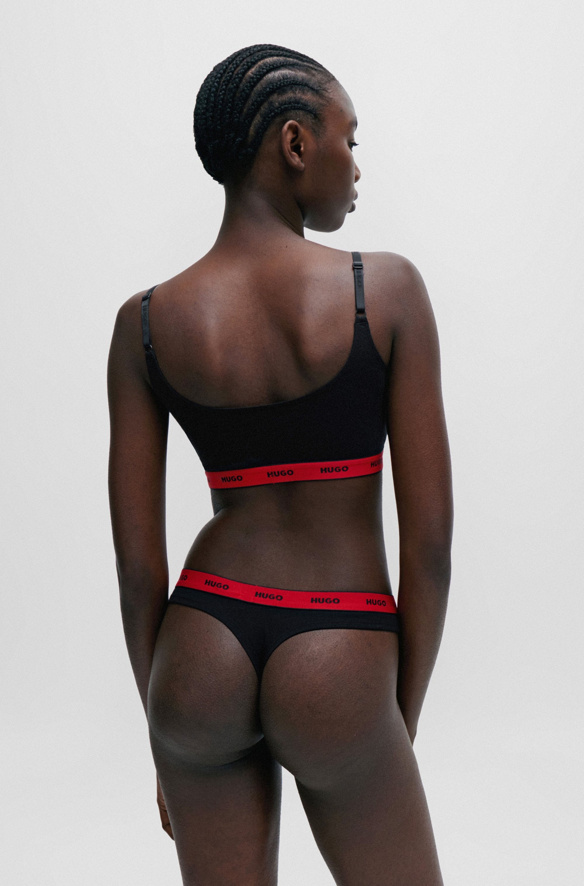 HUGO Underwear T-String »TRIPLET THONG STRIPE«, (Packung, 3 St., 3), mit Logoschriftzug auf dem Bund
