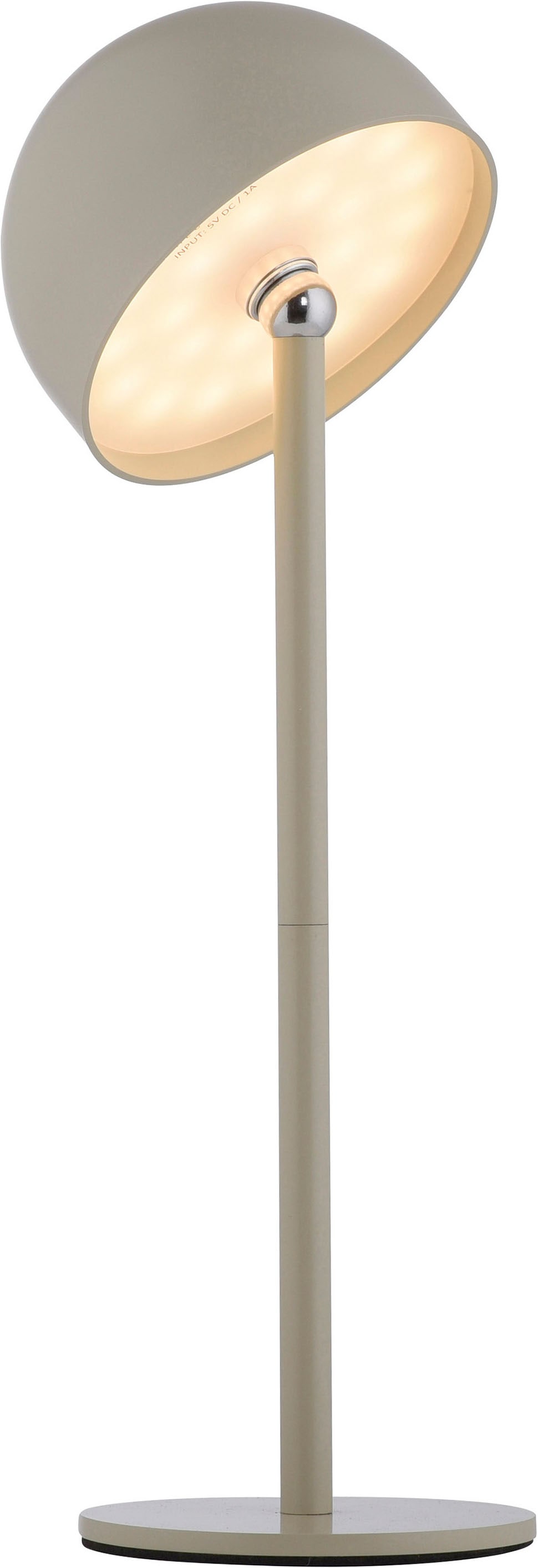 OTTO home Tischleuchte »Akku Tischlampe GERRIN Indoor Outdoor, magnetischer Flaschenaufsatz« LED-Board Warmweiß Pilzlampe Flaschenaufsatz, Regulierung der Lichtstärke, Pilz, Lampe