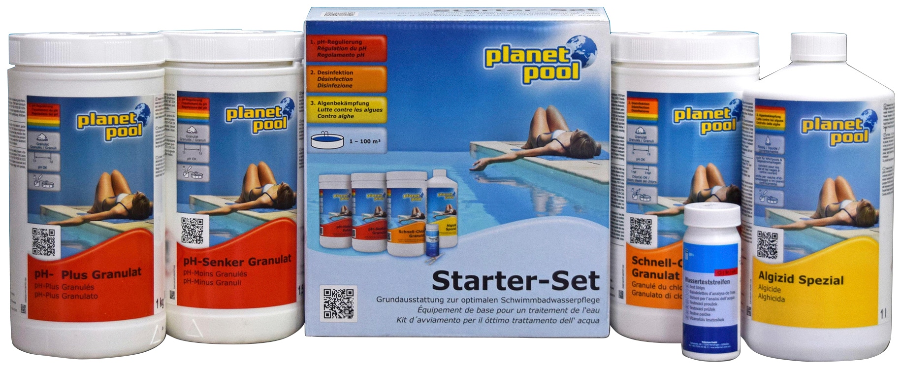 weka Achteckpool »MALI 4 + mit Technikraum, Edelstahlleiter & Wasserpflege-Set«, (Set, 12 tlg.), BxLxH: 376x714x116 cm