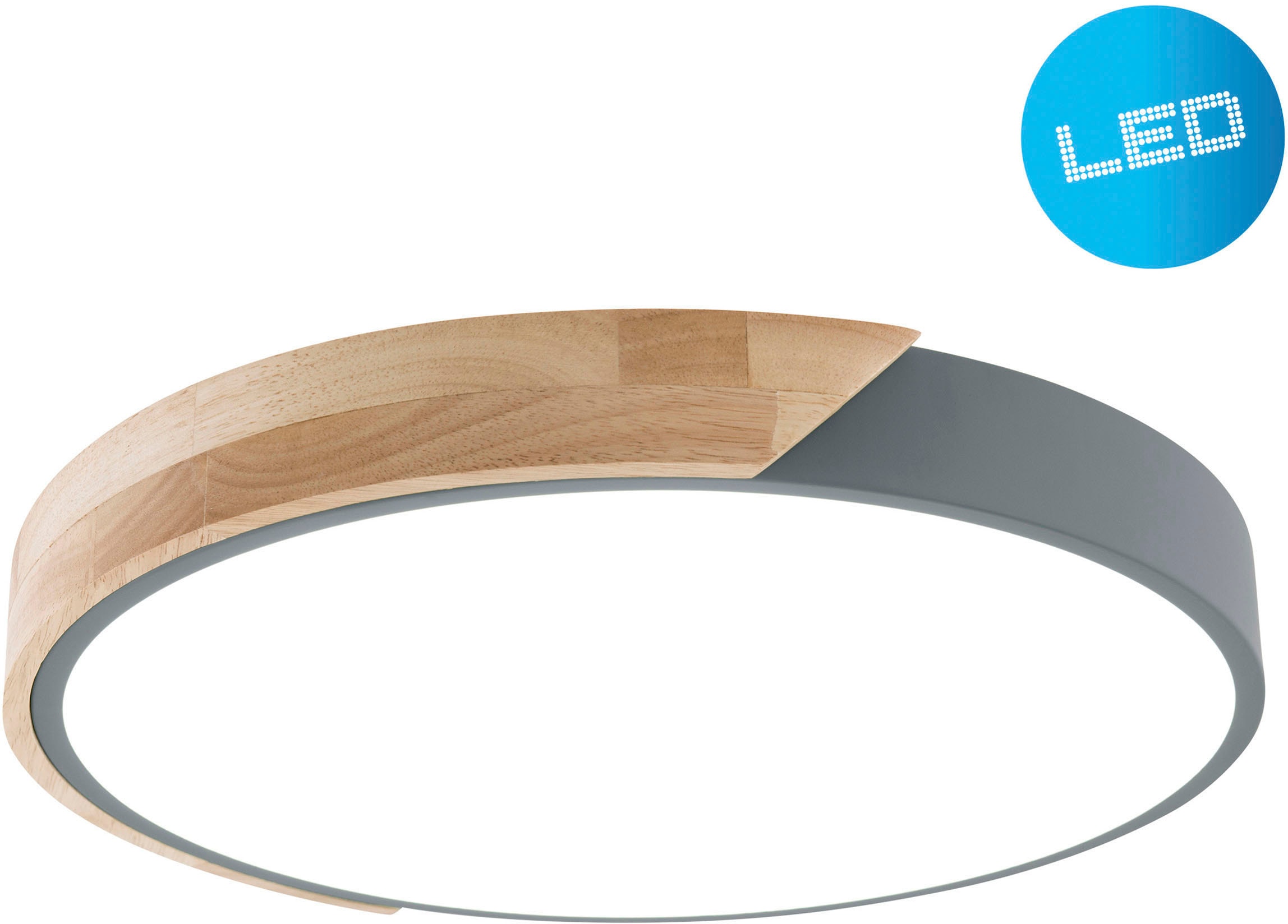 näve LED Deckenleuchte »Borneo«, 1 flammig, rund, LED, Rand teils grau/teil günstig online kaufen