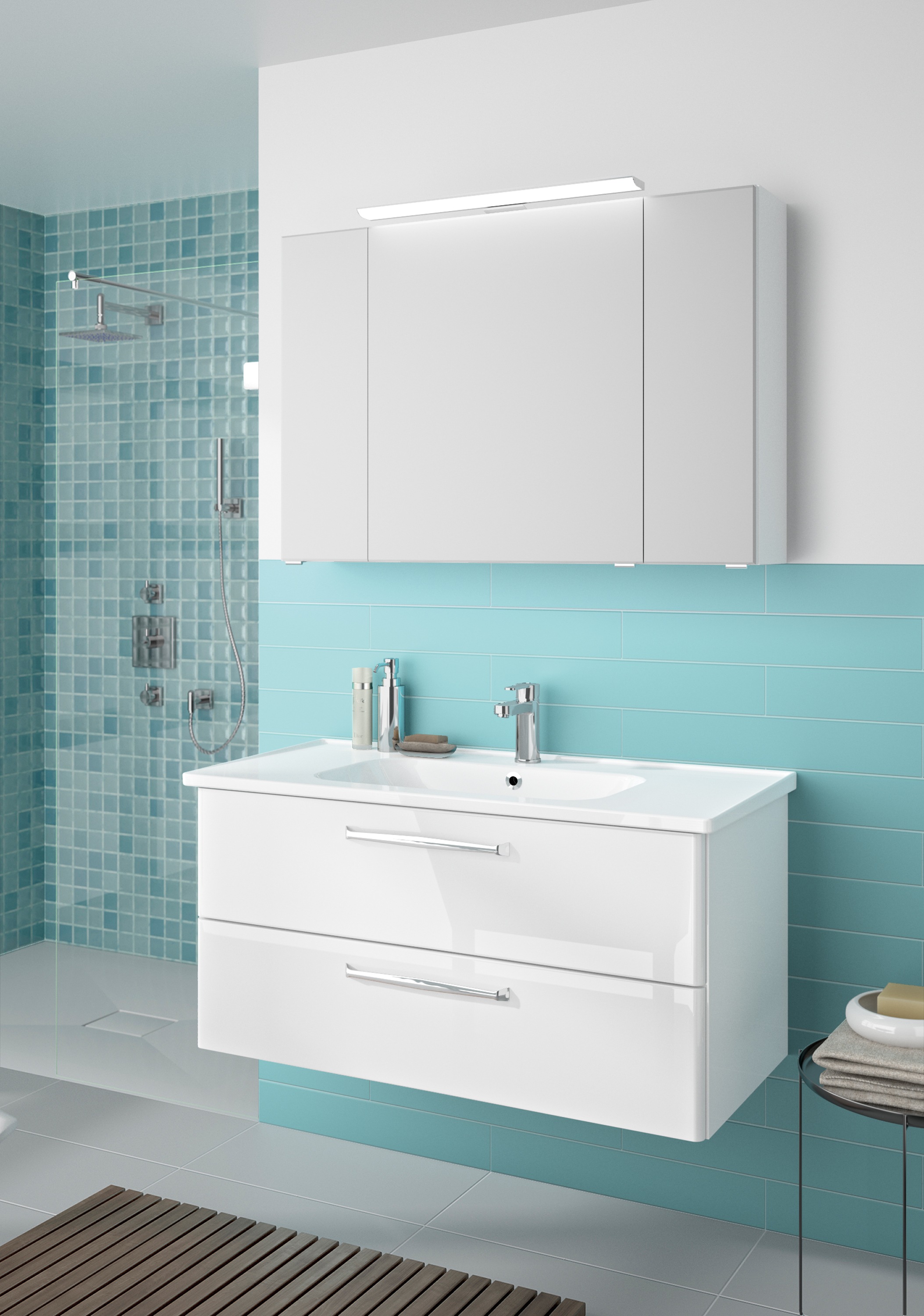 Saphir Badmöbel-Set »Trentino 2-teilig Keramik-Waschtisch, Spiegelschrank m günstig online kaufen