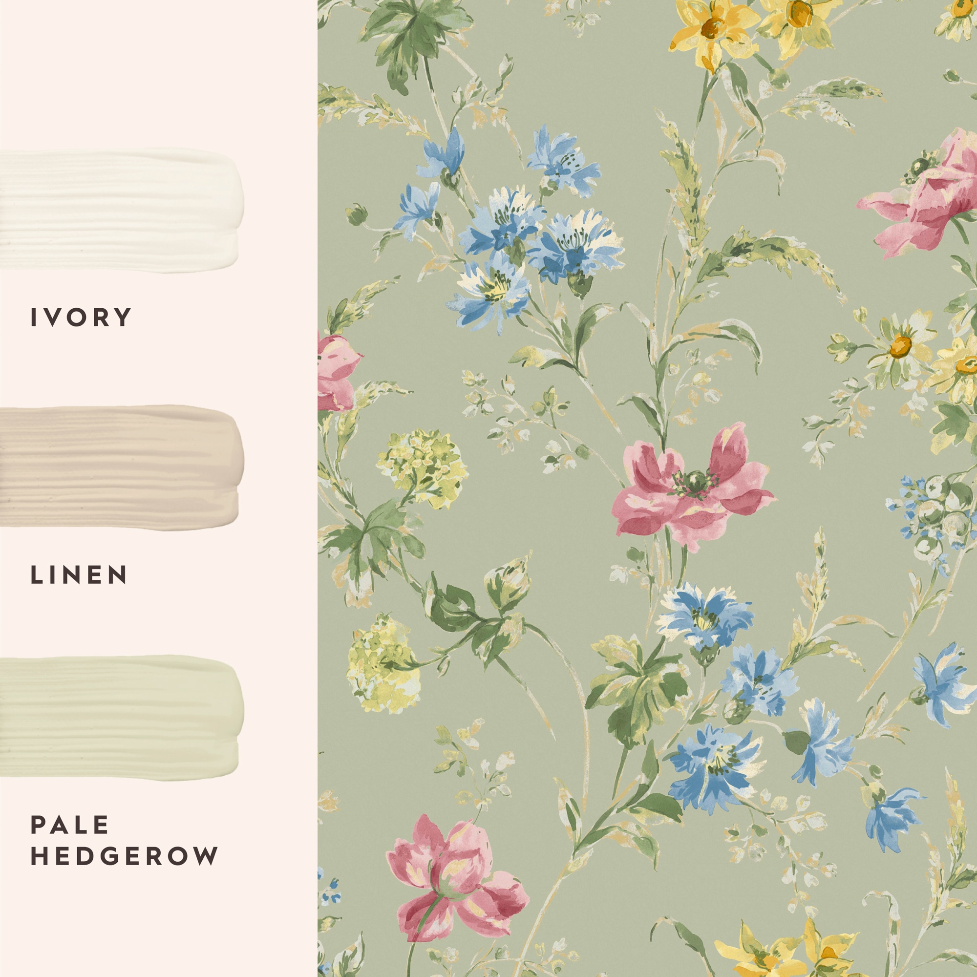 LAURA ASHLEY Vliestapete »Poppy Meadow« geblümt glatt 10mx52cm (ca. 5m2)