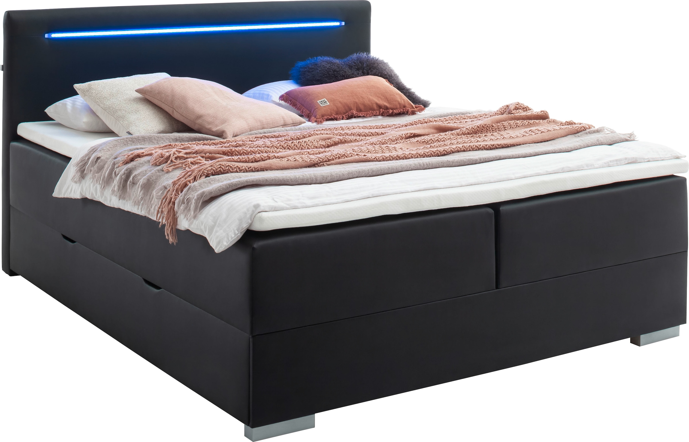 meise.möbel Boxspringbett »Las Vegas 2«, inkl. LED Beleuchtung im Kopfteil, mit Bettkasten und Topper