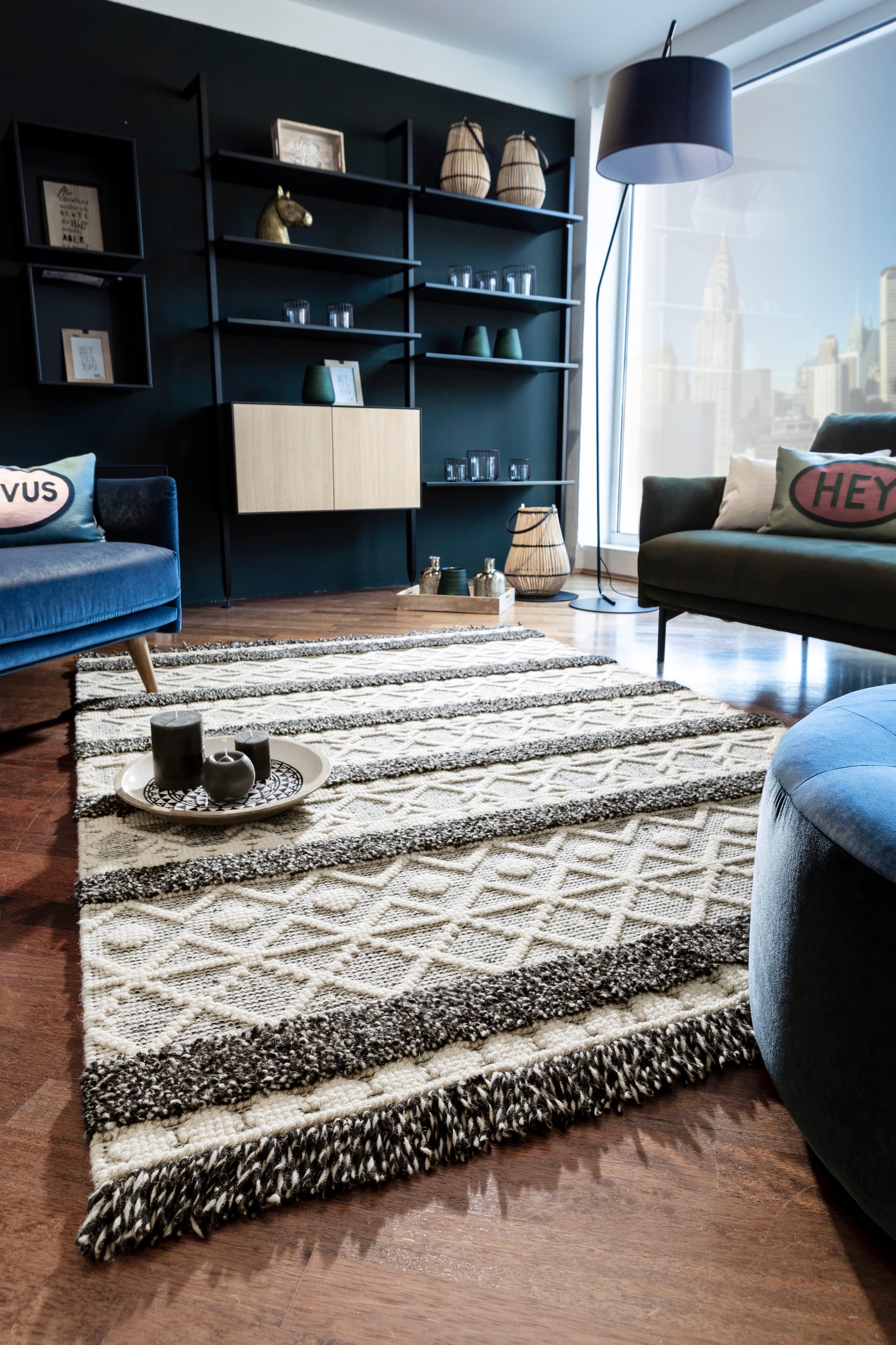 LUXOR living Wollteppich »Fano«, rechteckig, 22 mm Höhe, reine Wolle, handgewebt, mit Fransen, Wohnzimmer