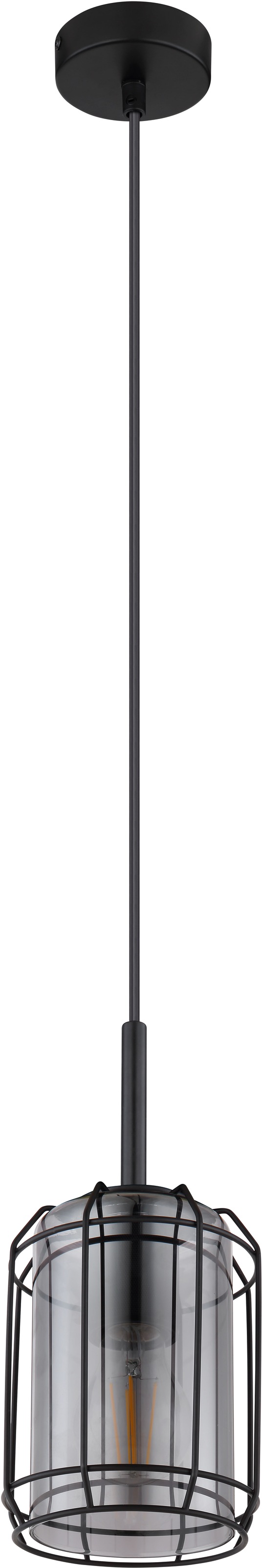 GLOBO LIGHTING Hängeleuchte »KAMMI«, Leuchtmittel E27 | ohne Leuchtmittel, Hängelampe/Pendelleuchte/Glas rauchfarben/Metall/Wohnzimmer/Esszimmer