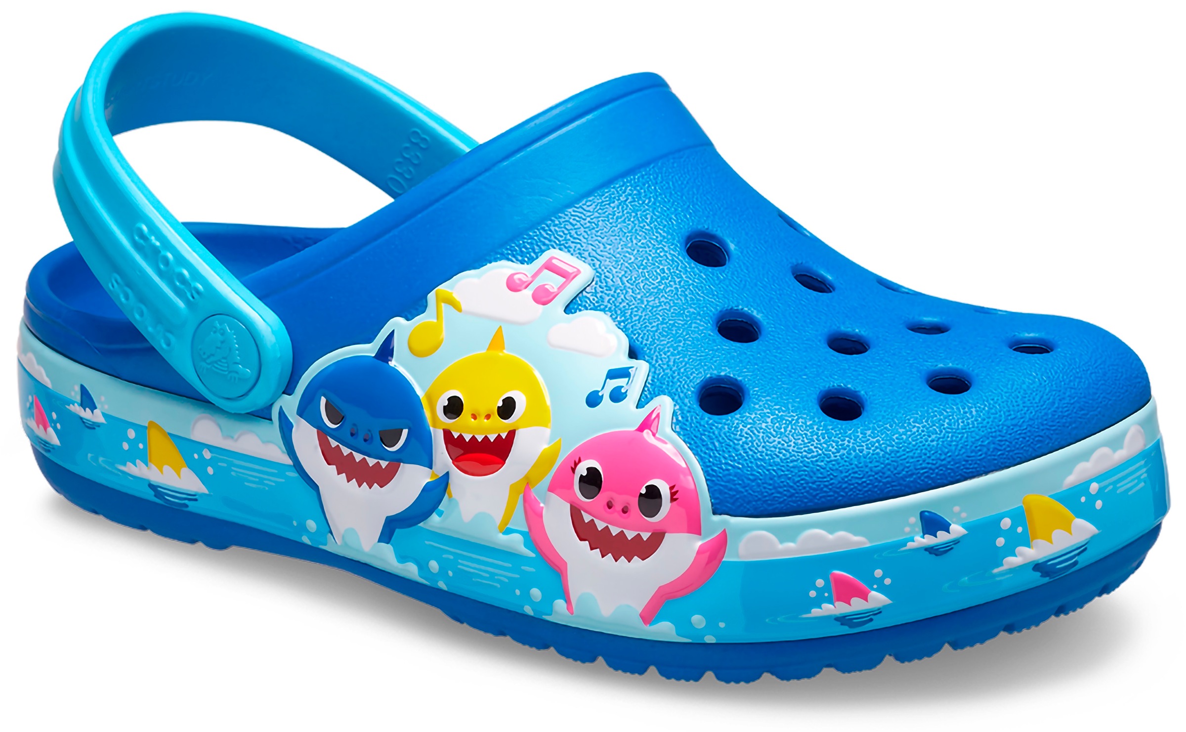 Clog »Baby Shark«, Kinderschuh, Sommerschuh, Badeschuh mit schwenkbarem Fersenriemen