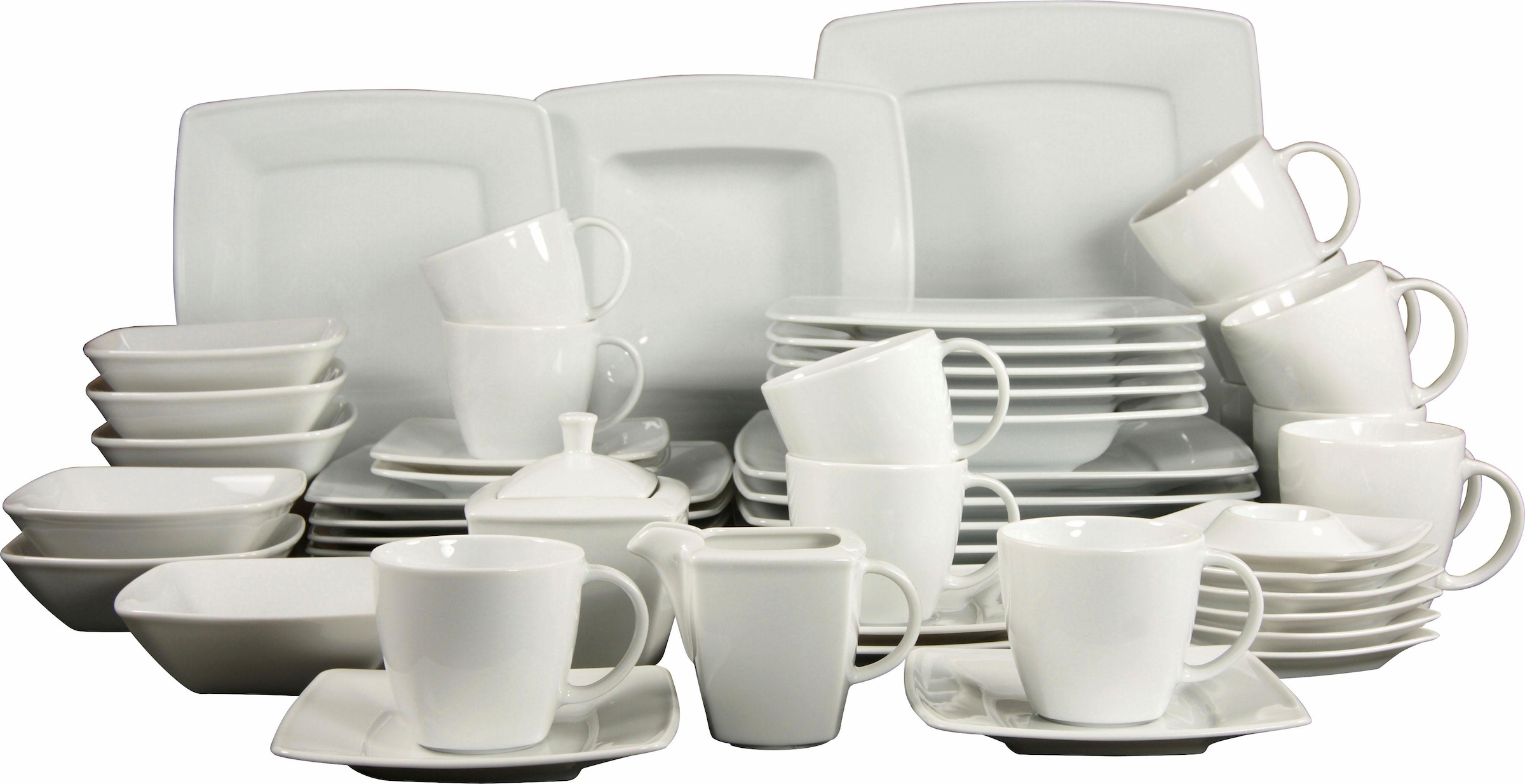 CreaTable Kombiservice »Geschirr-Set VICTORIA«, (Set, 50 tlg., Kaffeeservice und Tafelservice im Set, für 6 Personen), Service, weiß, 50 Teile, für 6 Personen