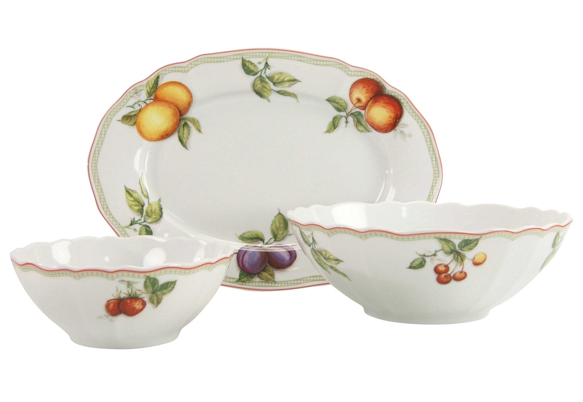 CreaTable Servier-Set »Flora Orchard«, (Set, 3 tlg., 1 Platte, 2 Schüsseln)