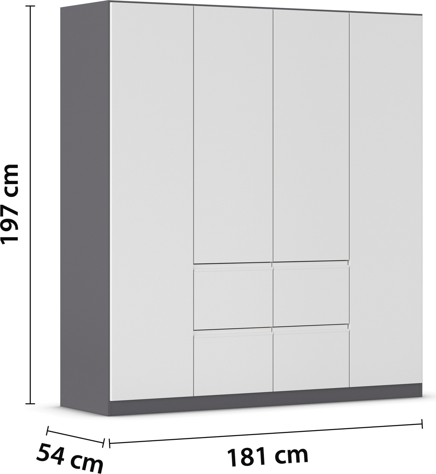 rauch Drehtürenschrank »Kleiderschrank Schrank Garderobe Wäscheschrank BRISTOL in 2 Breiten«, grifflose Front mit Push-to-Open Funktion in 2 Breiten MADE IN GERMANY
