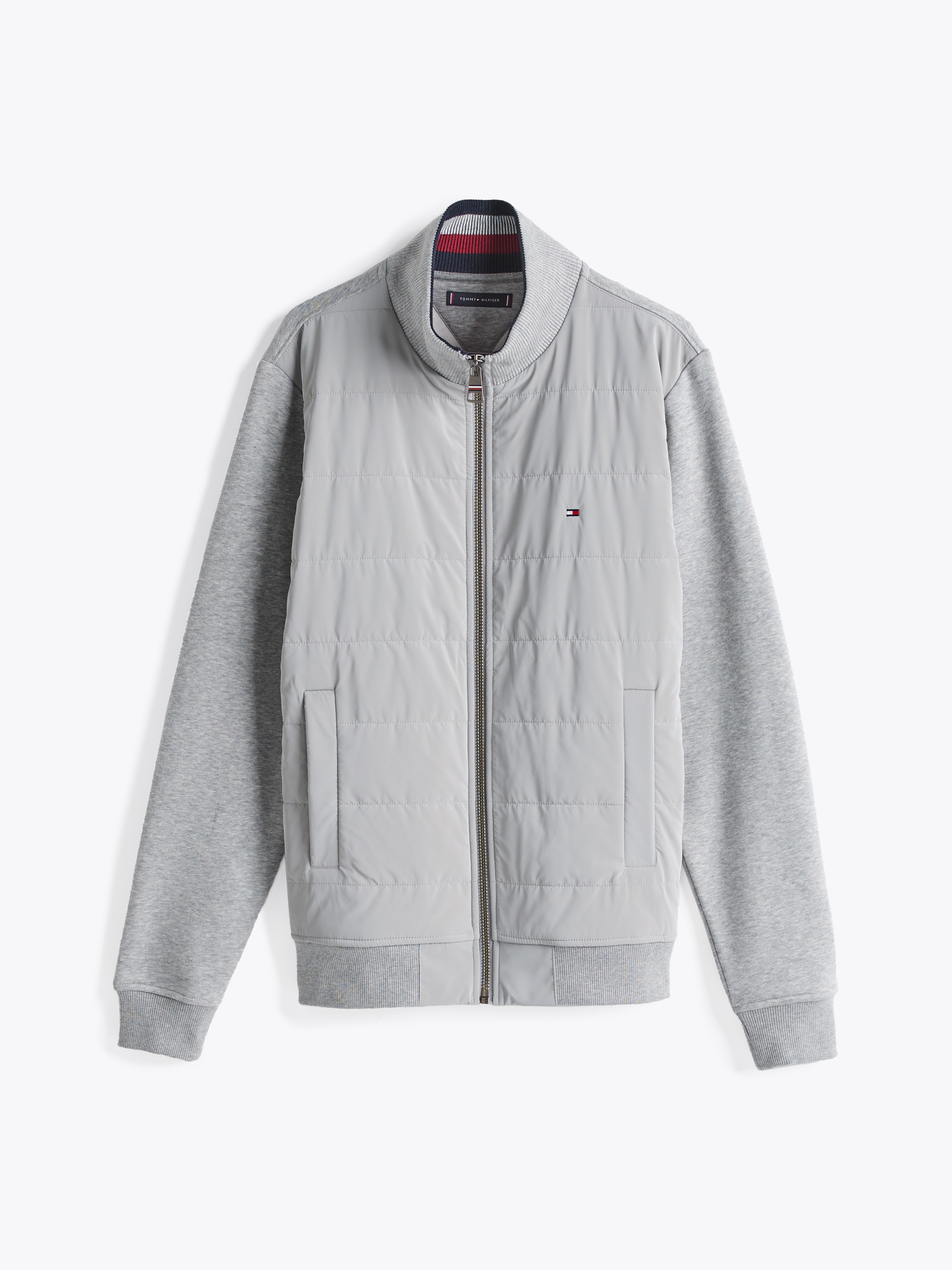 Tommy Hilfiger Sweatjacke »MIX MEDIA ZIP THRU STAND CLR«, mit gestreiftem Innenkragen