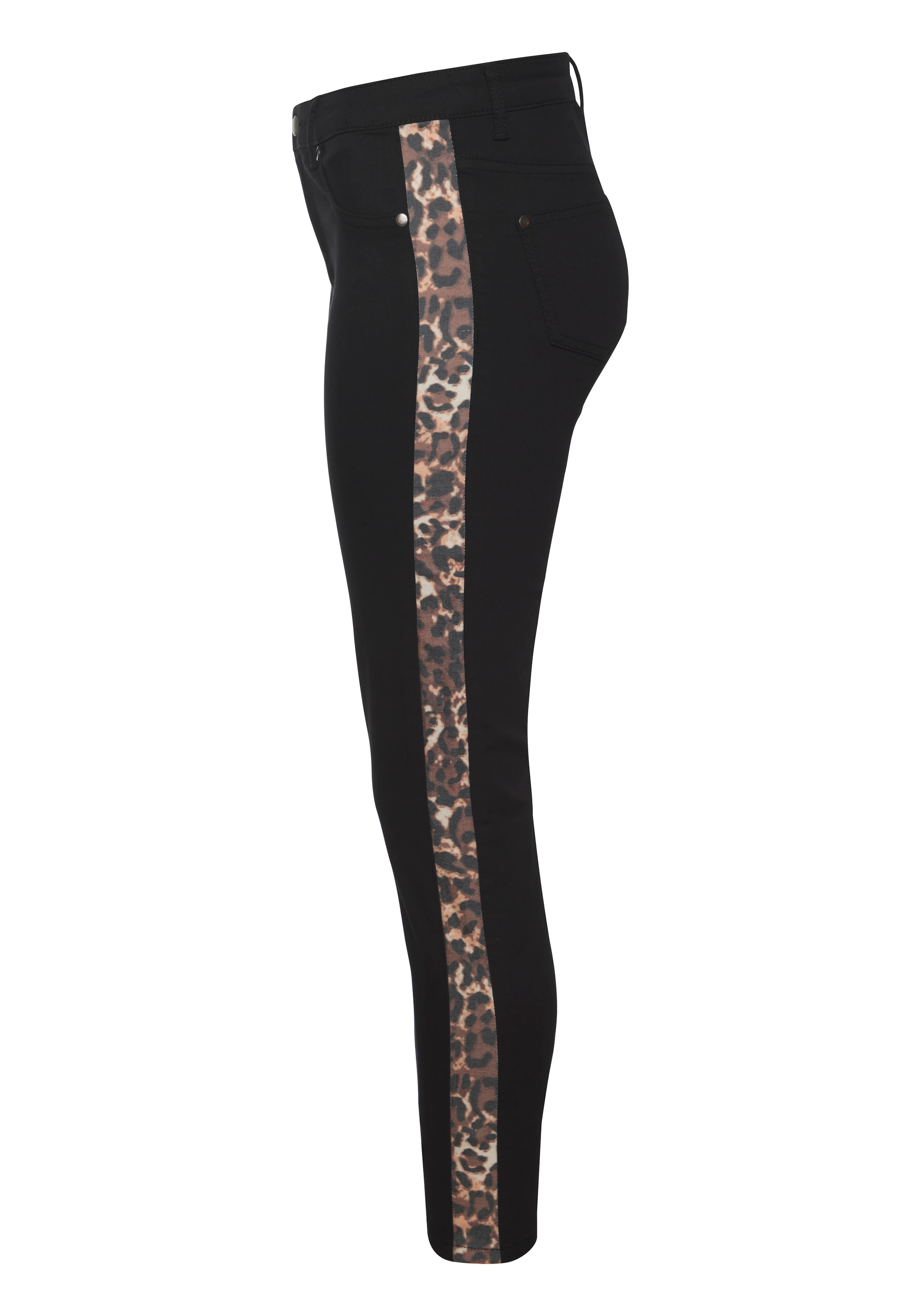 LASCANA 7/8-Jeggings, mit Animalprint seitlich, elastische Skinny Jeans aus Baumwoll-Mix