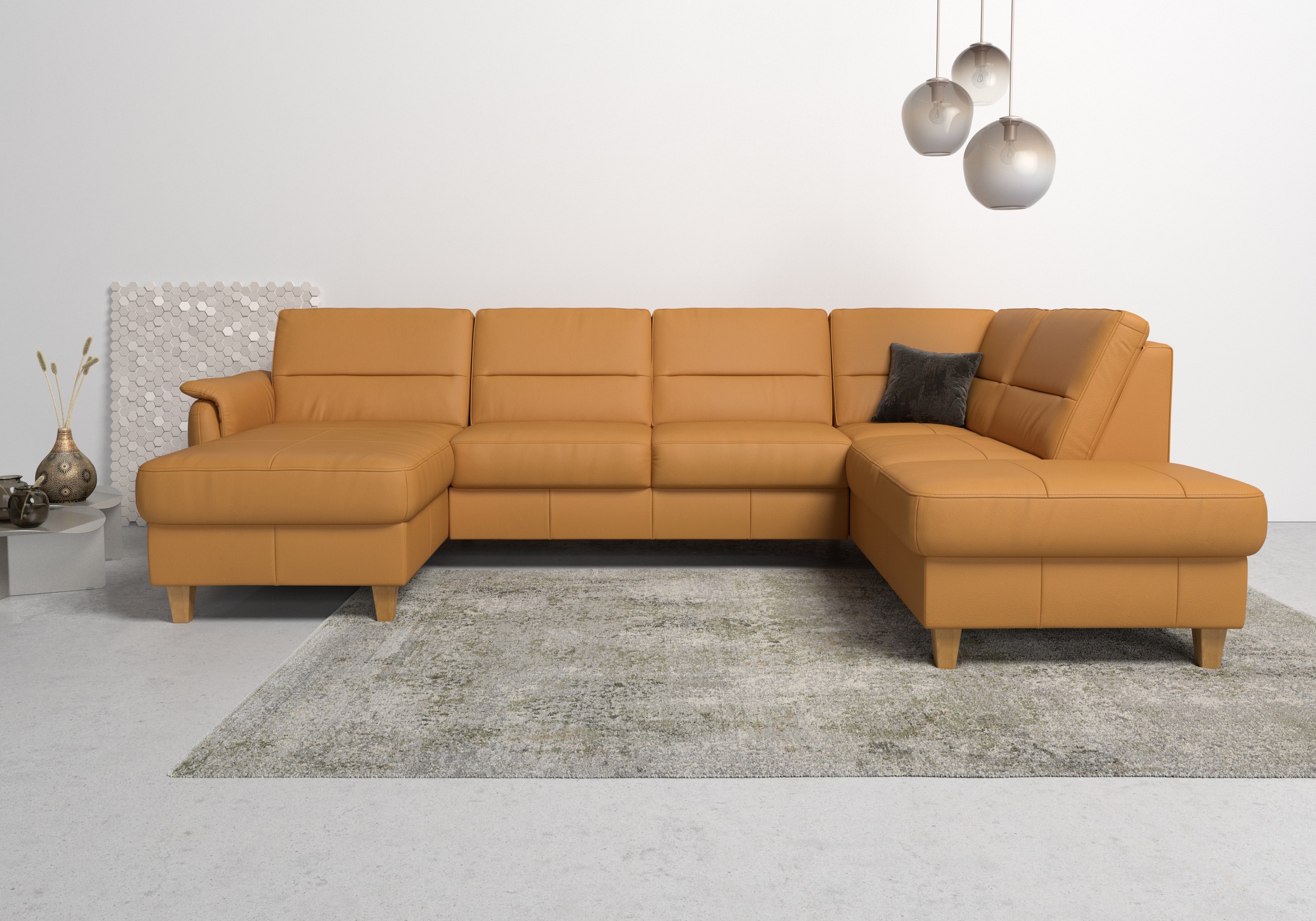 Home affaire Wohnlandschaft »Palmera U-Form«, Federkern, wahlweise mit Bettfunktion und mit/ohne Stauraum