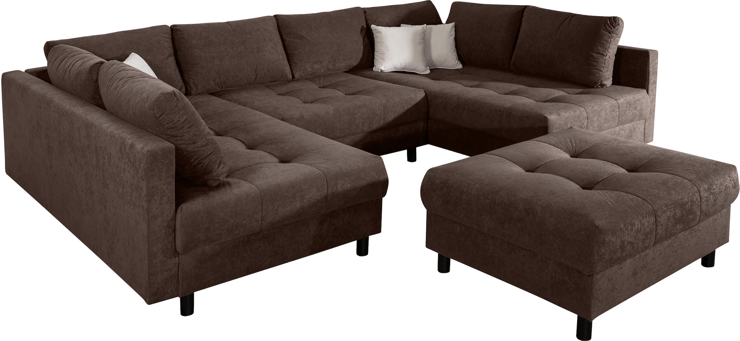 OTTO home Wohnlandschaft »Antonia U-Form, B: 298 cm« Wohnlandschaft, Rückenkissen, 2 ottomane, Komfortablem Bonnelfederkern
