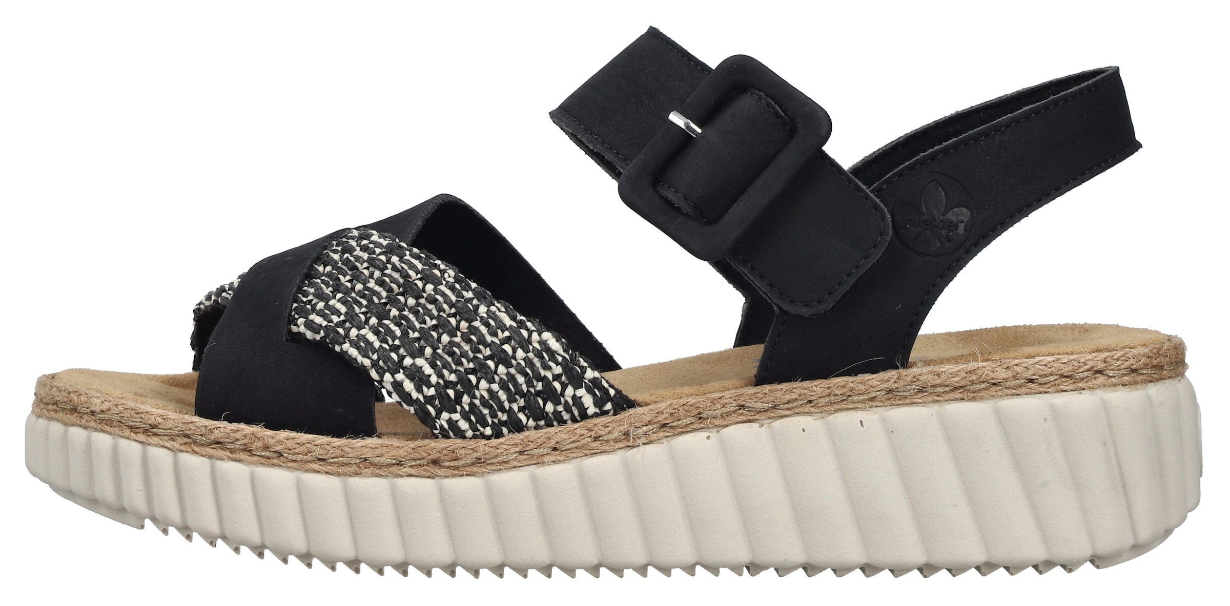Rieker Sandale  Sommerschuh, Strandschuh, Urlaubsschuh mit Bastumrahmung
