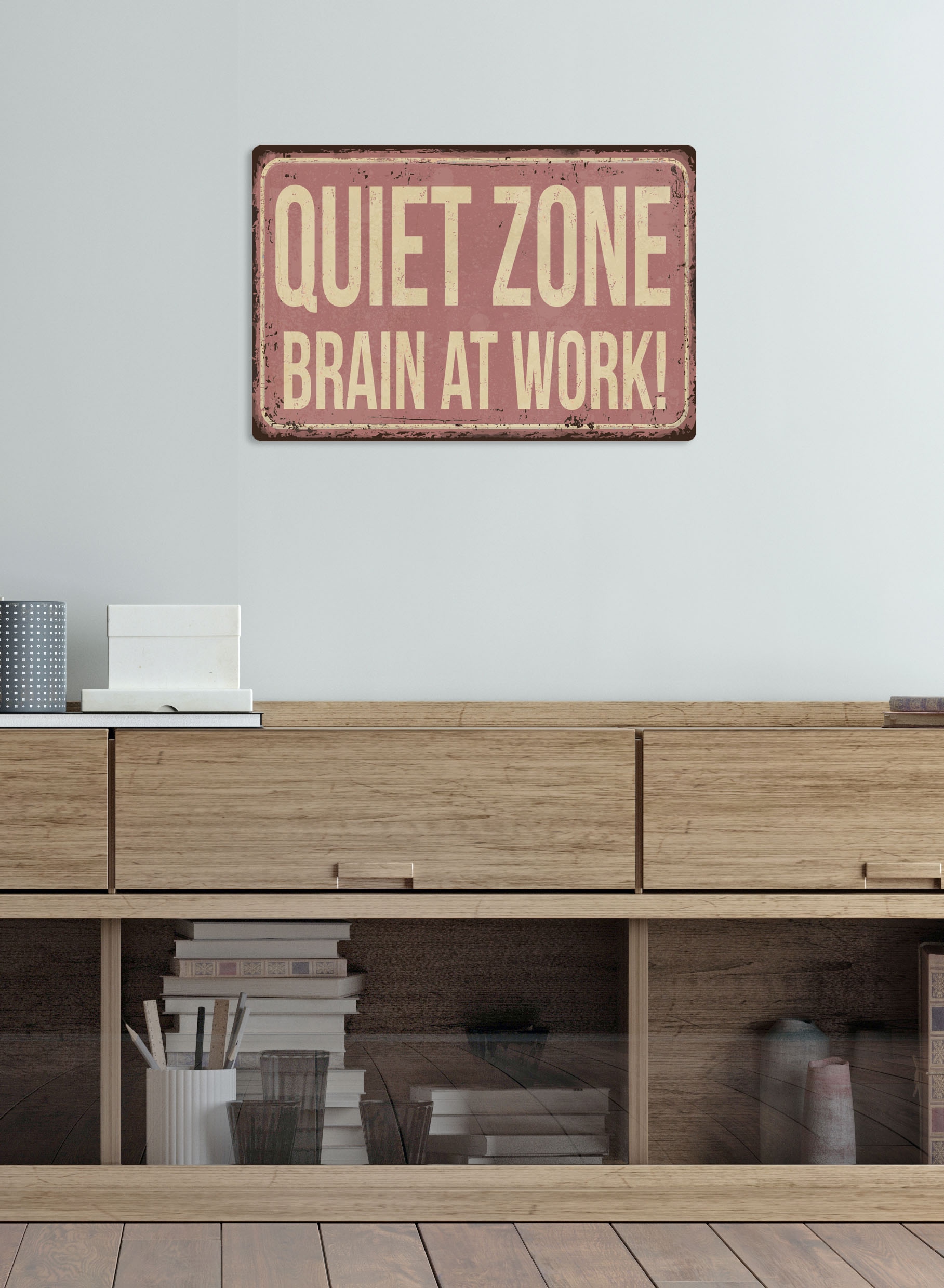 queence Metallbild »QUIET ZONE«, Sprüche & Texte-Schriftzug-Sprüche-Sprüche & Texte, (1 St.), Stahlschild, Blechschild, Sprüche, Texte, witzig