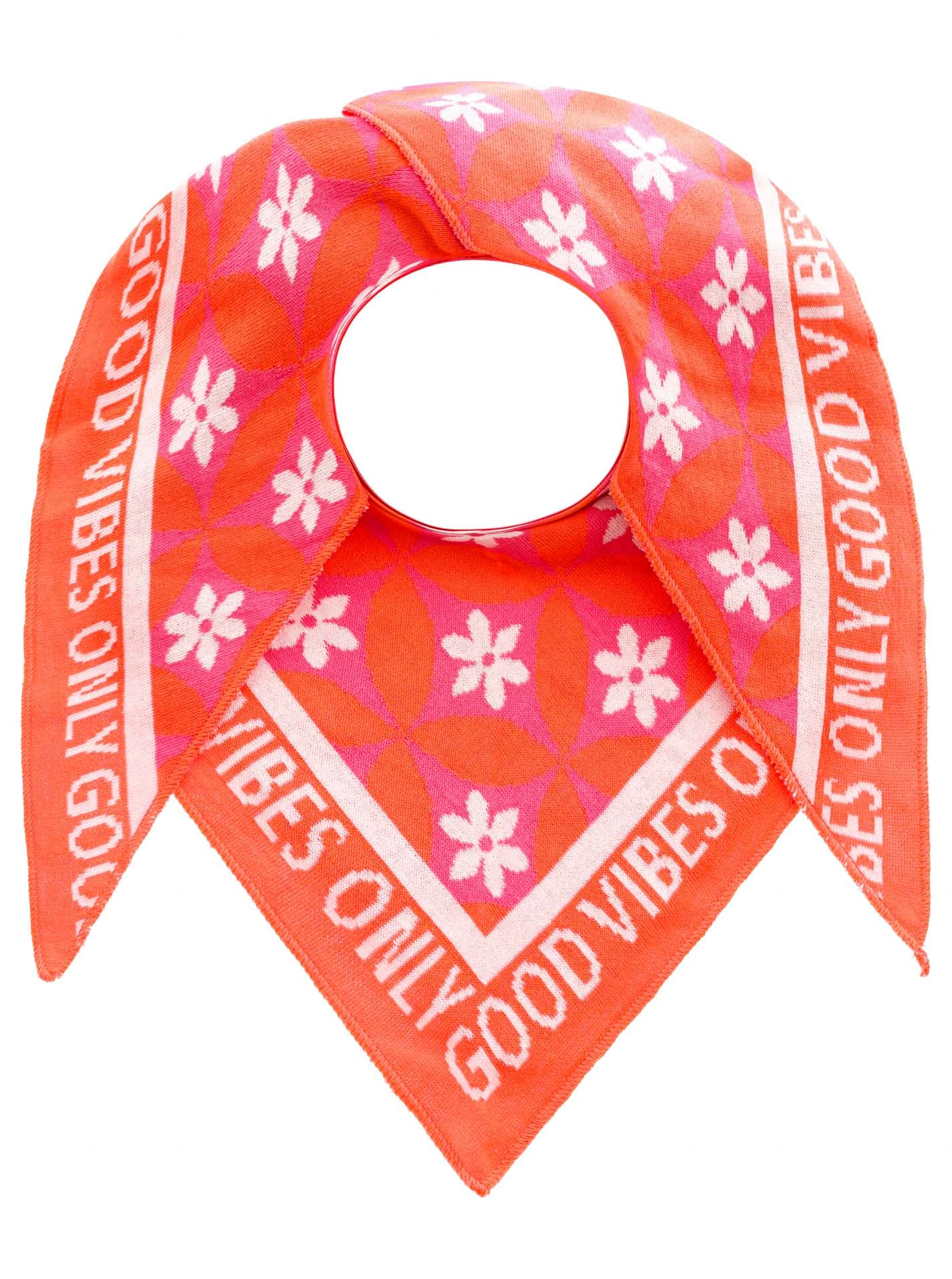 ZWILLINGSHERZ Dreieckstuch »"Luxury Vibes"« Feinstrick, Blumenmotiv, Statement, wärmend Orange Pink Gelb