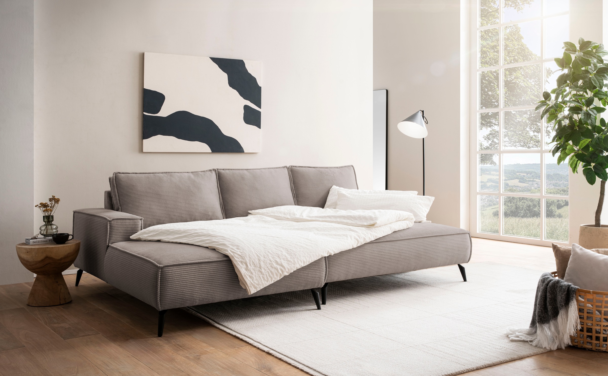 andas Sitzgruppe »TVINNU, Polsterecke L-Form, Schlaffunktion, mit Hocker«, (Set, 2 tlg.), stellbar zum Schlafsofa (Krokodilverbinder)