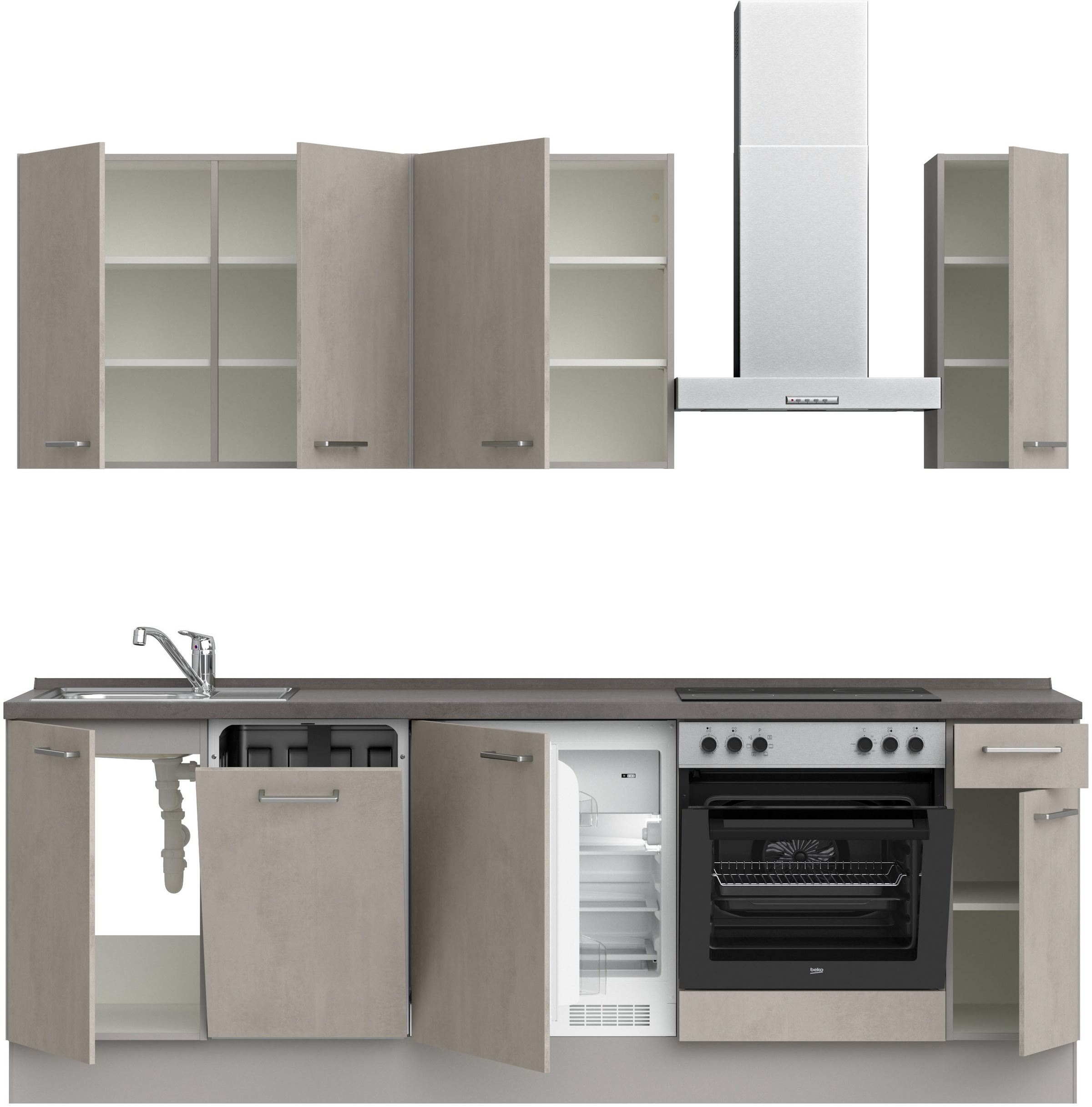 nobilia® Küchenzeile »"Riva I"«, vormontiert, Ausrichtung wählbar, Breite 240 cm, wahlw. mit E-Geräten