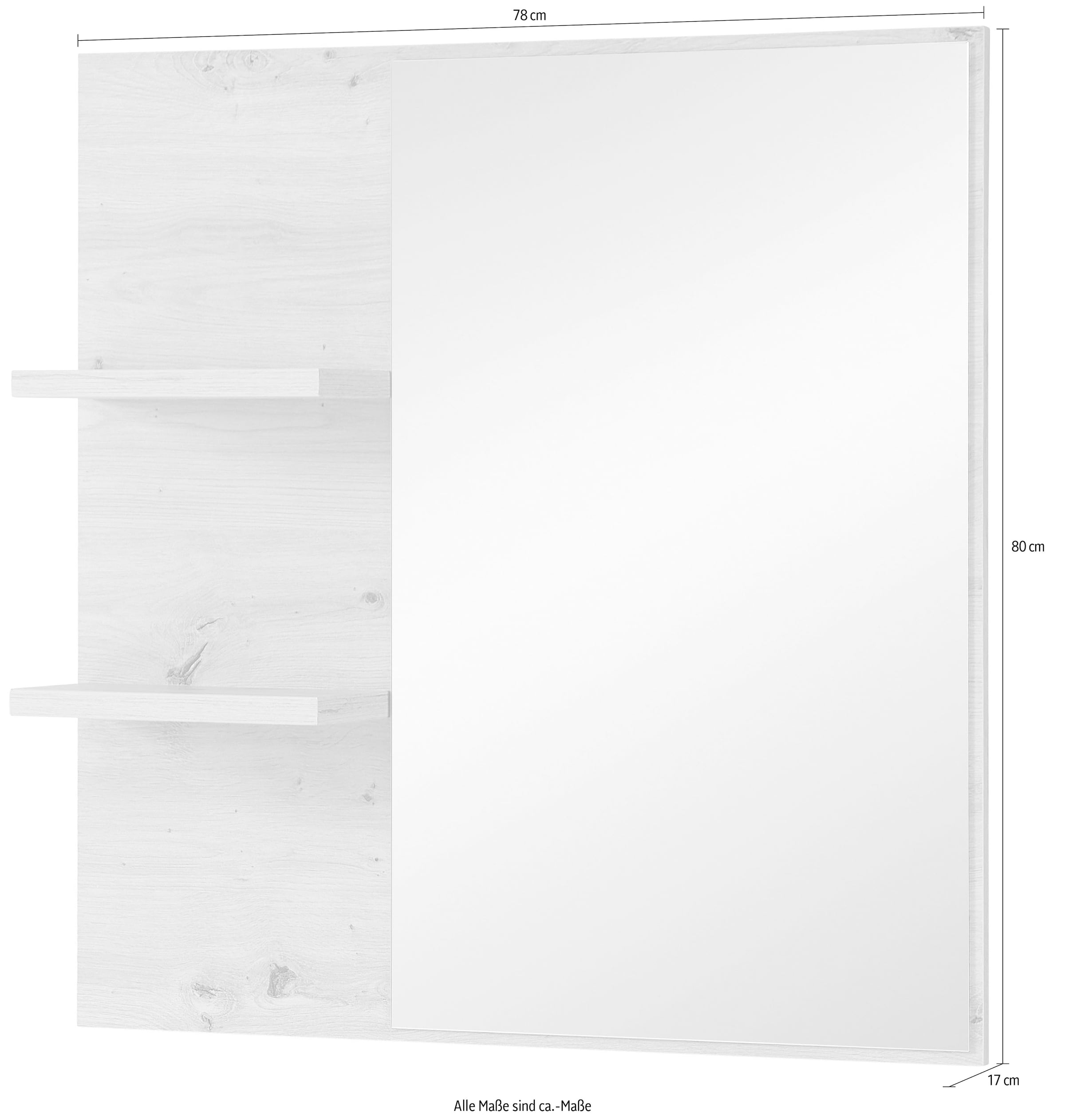 Innostyle Garderobenspiegel »BARI Wandspiegel«, (1 St.), Spiegelfläche 78 x 80 cm, 2 Ablageböden