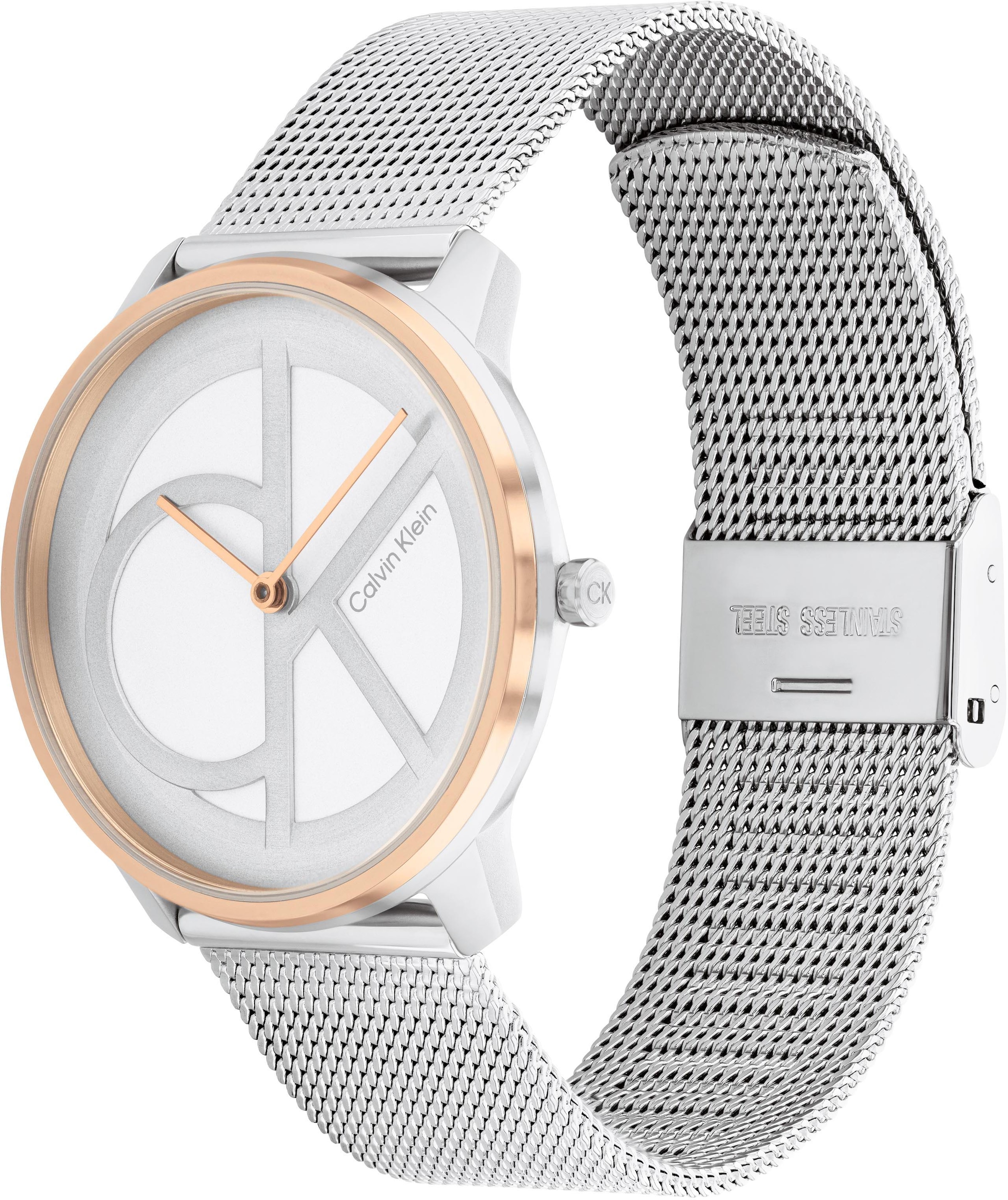Calvin Klein Quarzuhr »CK ICONIC 35 mm«, Armbanduhr, Damenuhr, Mineralglas, Edelstahlarmband
