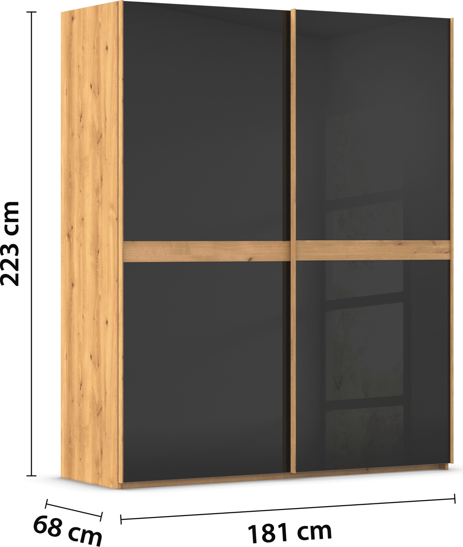 rauch Schwebetürenschrank »Kleiderschrank Schrank Garderobe Schlafzimmerschrank SCALE-LINE« edle Optik mit Bauchbinde in Korpusfarbe mit Glasfront MADE IN GERMANY