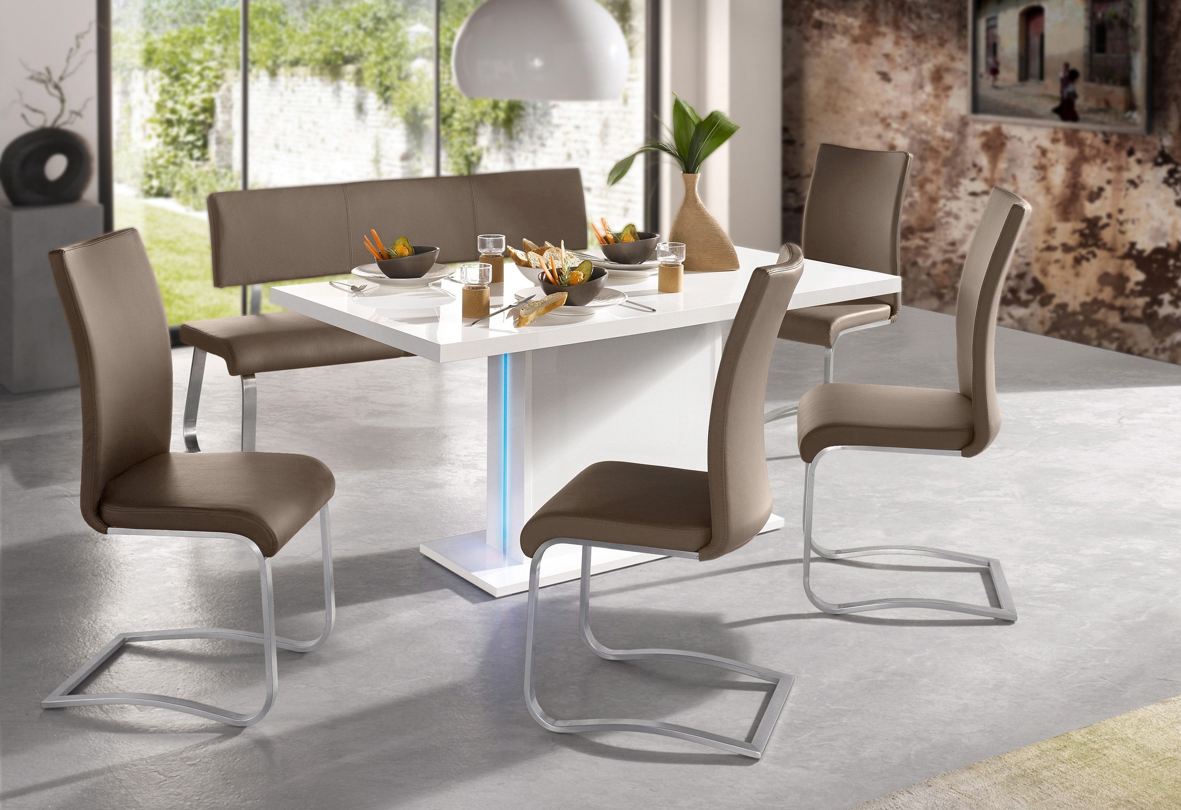 MCA furniture Freischwinger »Arco«, (Set), 2 St., Leder, Stuhl mit Echtlederbezug, belastbar bis 130 Kg