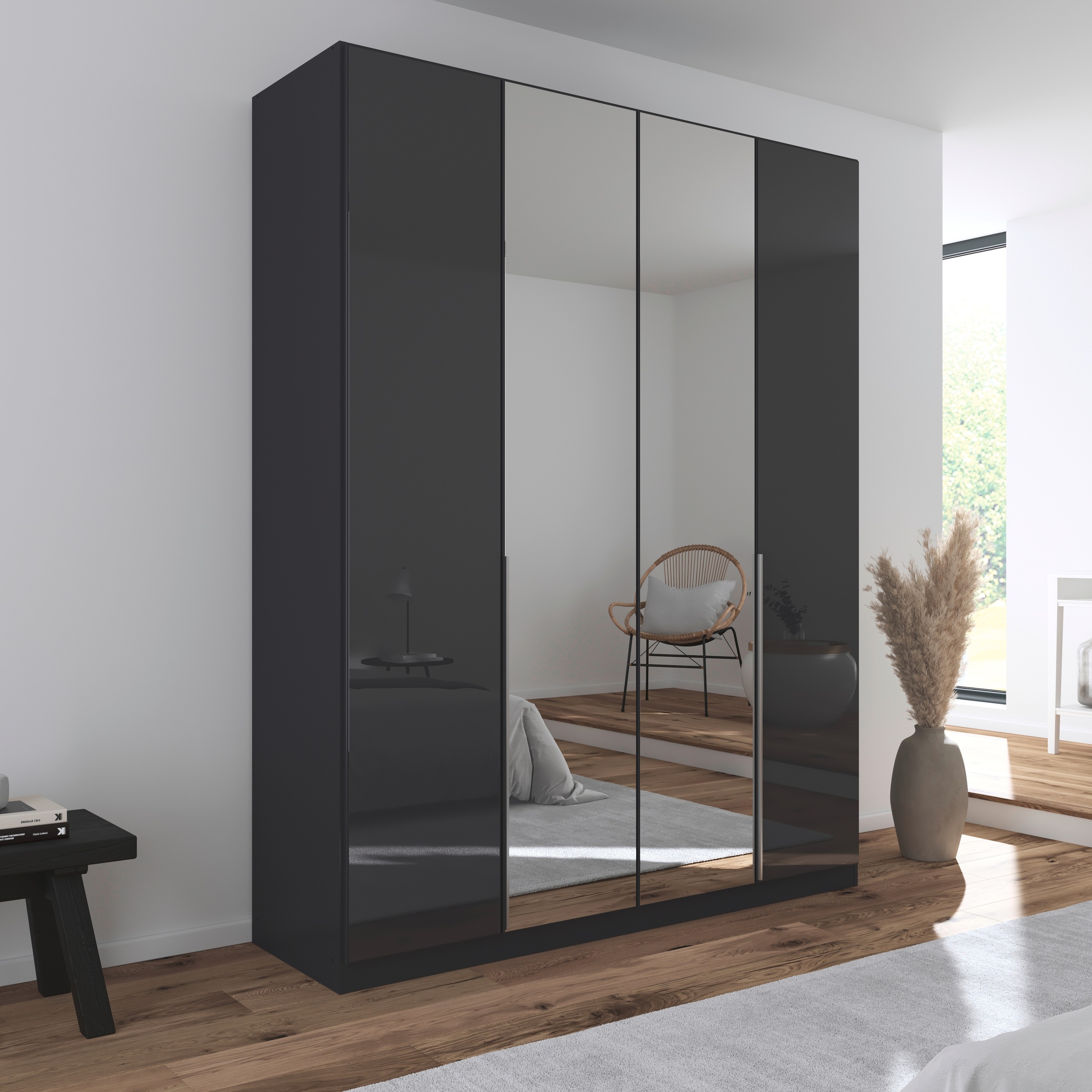 rauch Drehtürenschrank »Kleiderschrank Kleiderschränke Schrank Garderobe AGORDO mit Glasfront«, (in zwei Griff-Farben), durchdachte Innenausstattung, in 6 Breiten und 2 Höhen MADE IN GERMANY