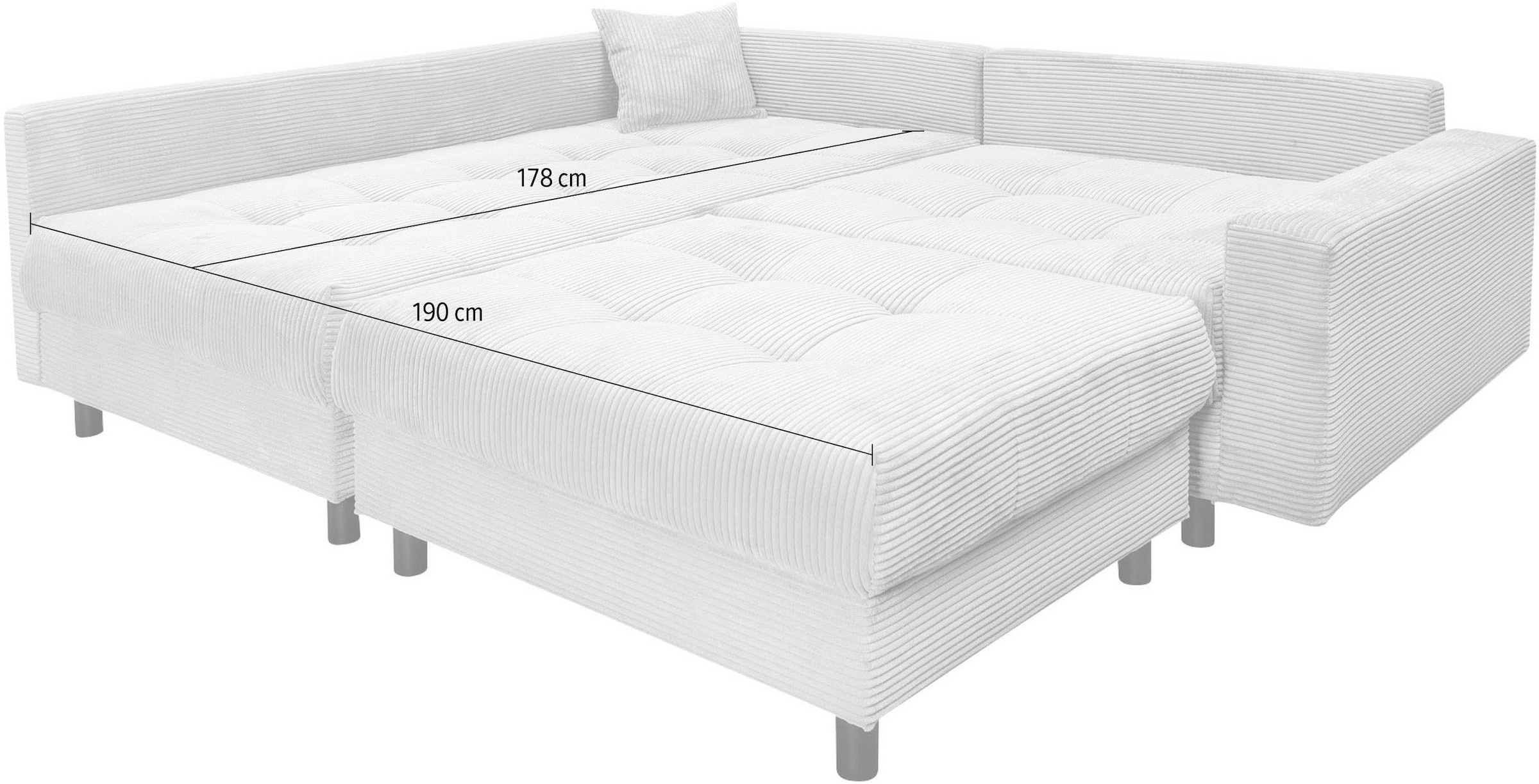 OTTO home Ecksofa »Antonia L-Form, B: 215 cm« Ecksofa, Rückenkissen, ottomane beidseitig montierbar, Bonnelfederkern