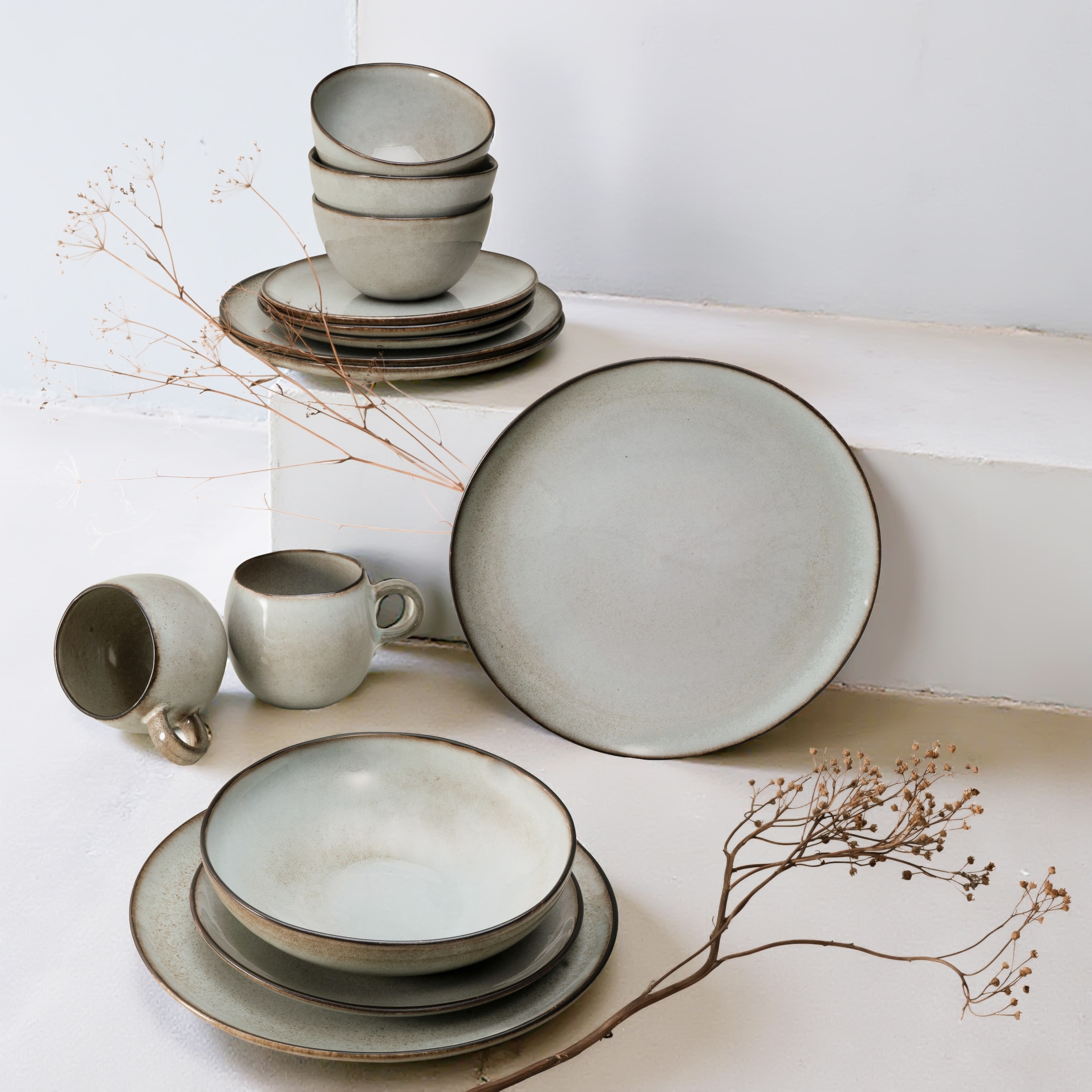 CreaTable Kombiservice »Stone Town, Service 16-tlg.« Welt der Töpferei, Unregelmäßiger Vintage Rand