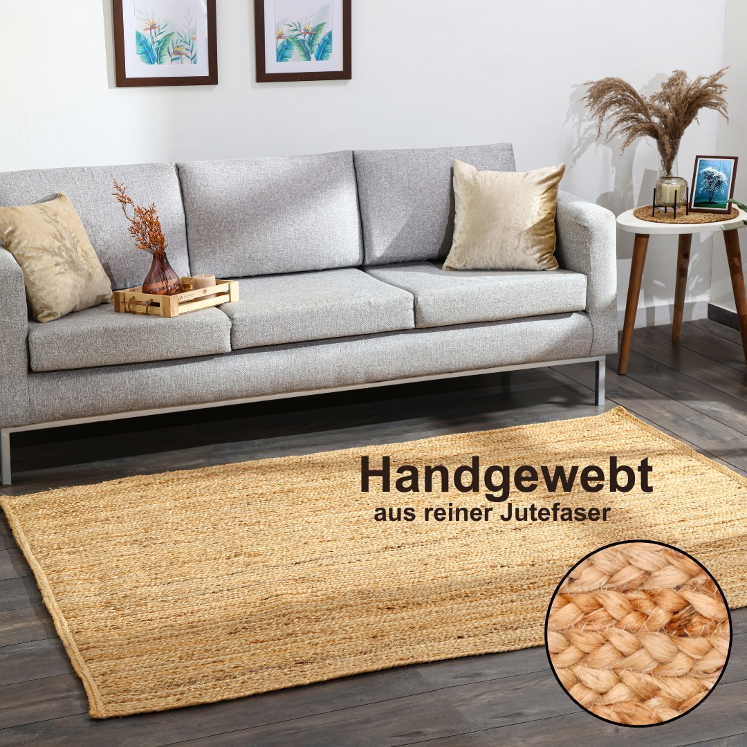 Myflair Möbel & Accessoires Teppich »Lola«, rechteckig, 10 mm Höhe, Juteteppich, Wendeteppich, handgeflochten,...