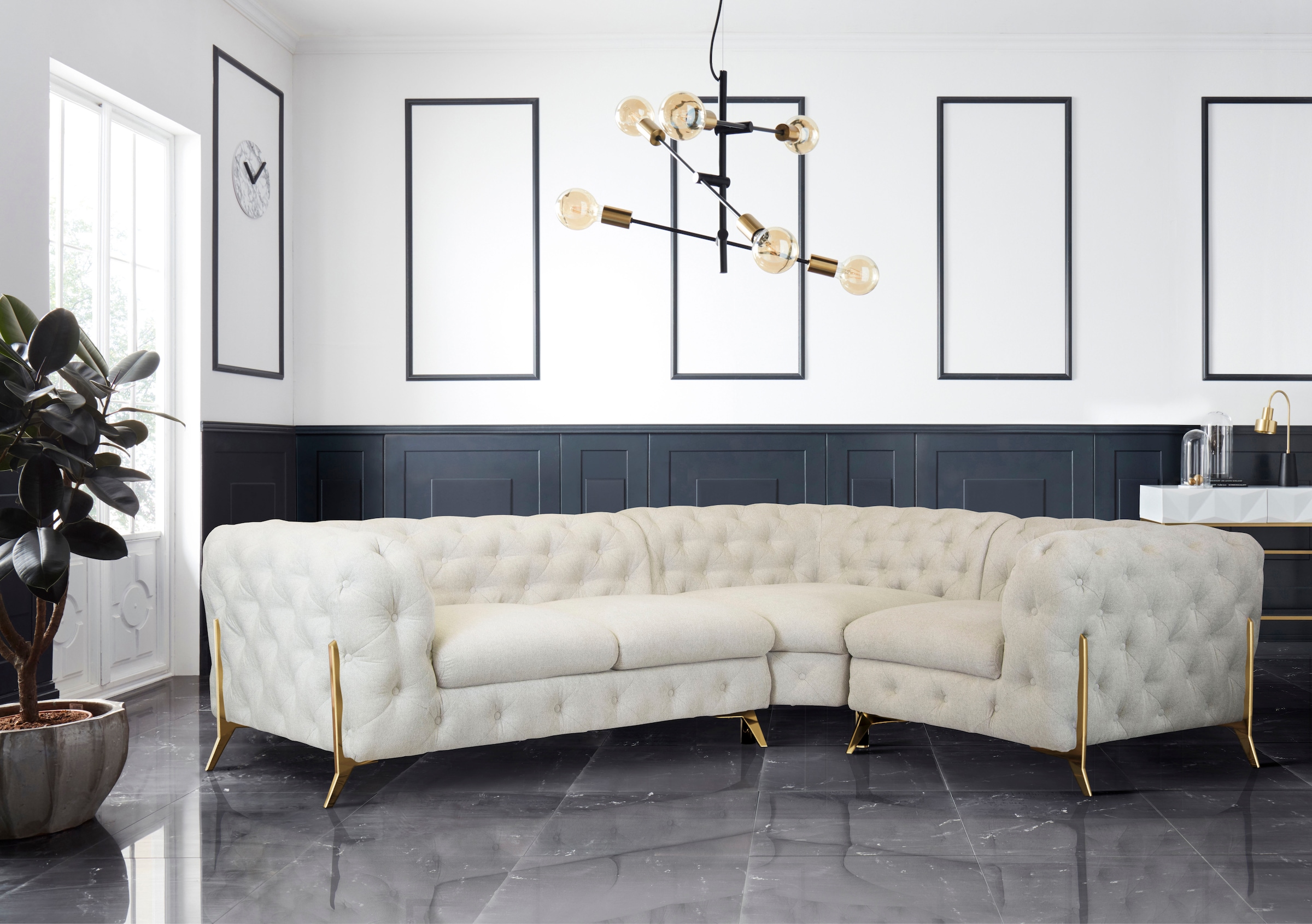 Home affaire Chesterfield-Sofa »Amaury L-Form« moderne Chersterfield-Optik, günstig online kaufen