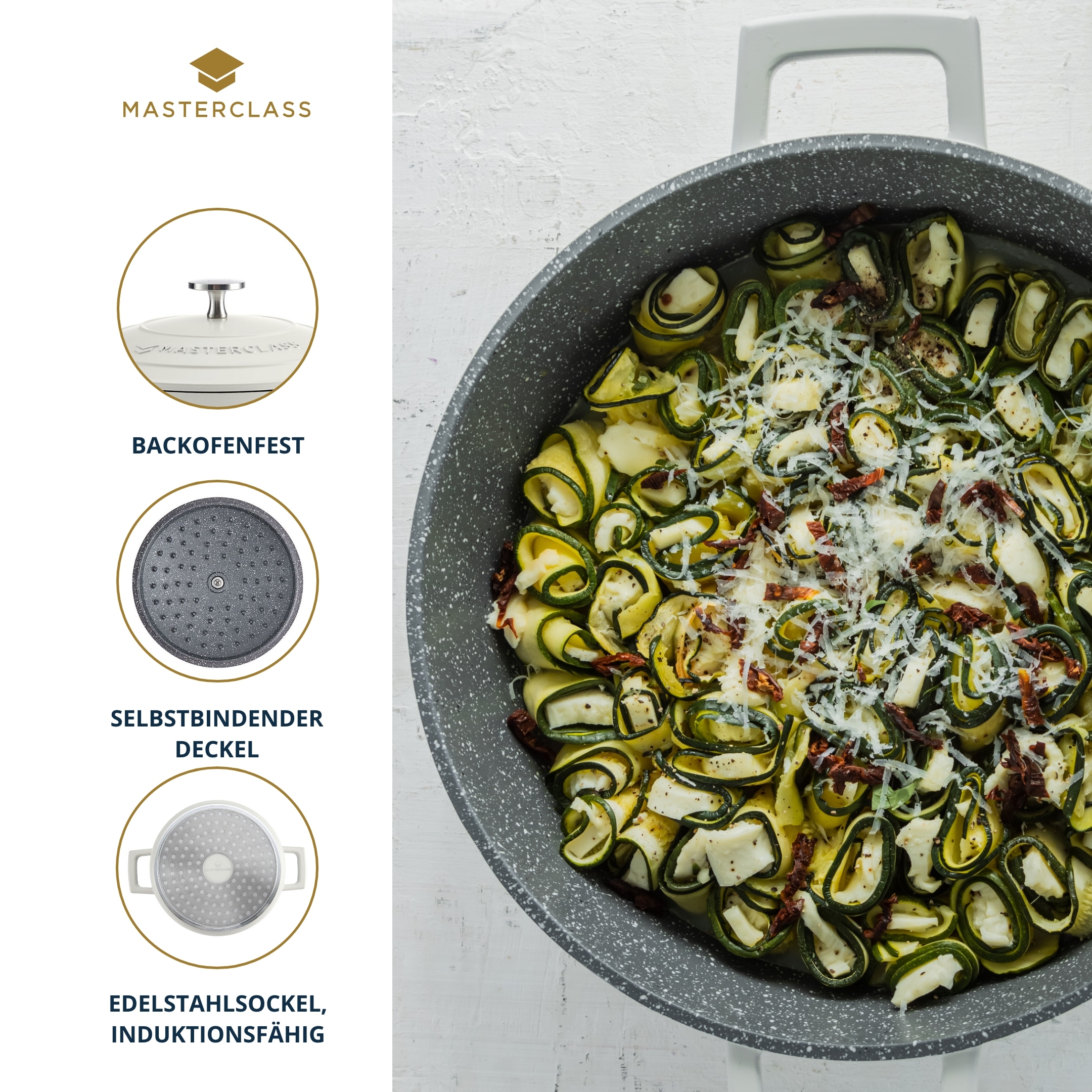 Master Class Kasserolle »MasterClass«, Aluminiumguss, flach, 2,5 L, ultraleicht, kratzfeste Antihaftbeschichtung, Induktion