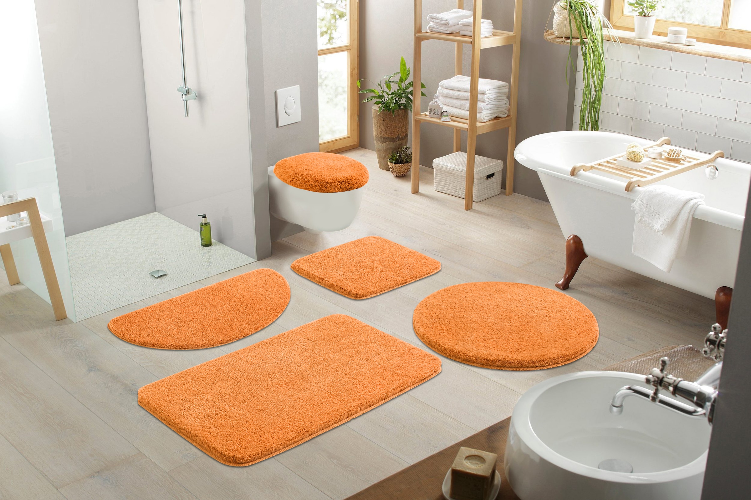 my home Badematte »Merida, Badvorleger, Badezimmer Teppich«, rutschhemmend beschichtet, fußbodenheizungsgeeignet-schnell trocknend-strapazierfähig, Badteppich, Uni Farben, rechteckig, rund & als 2-tlg. Set erhältlich