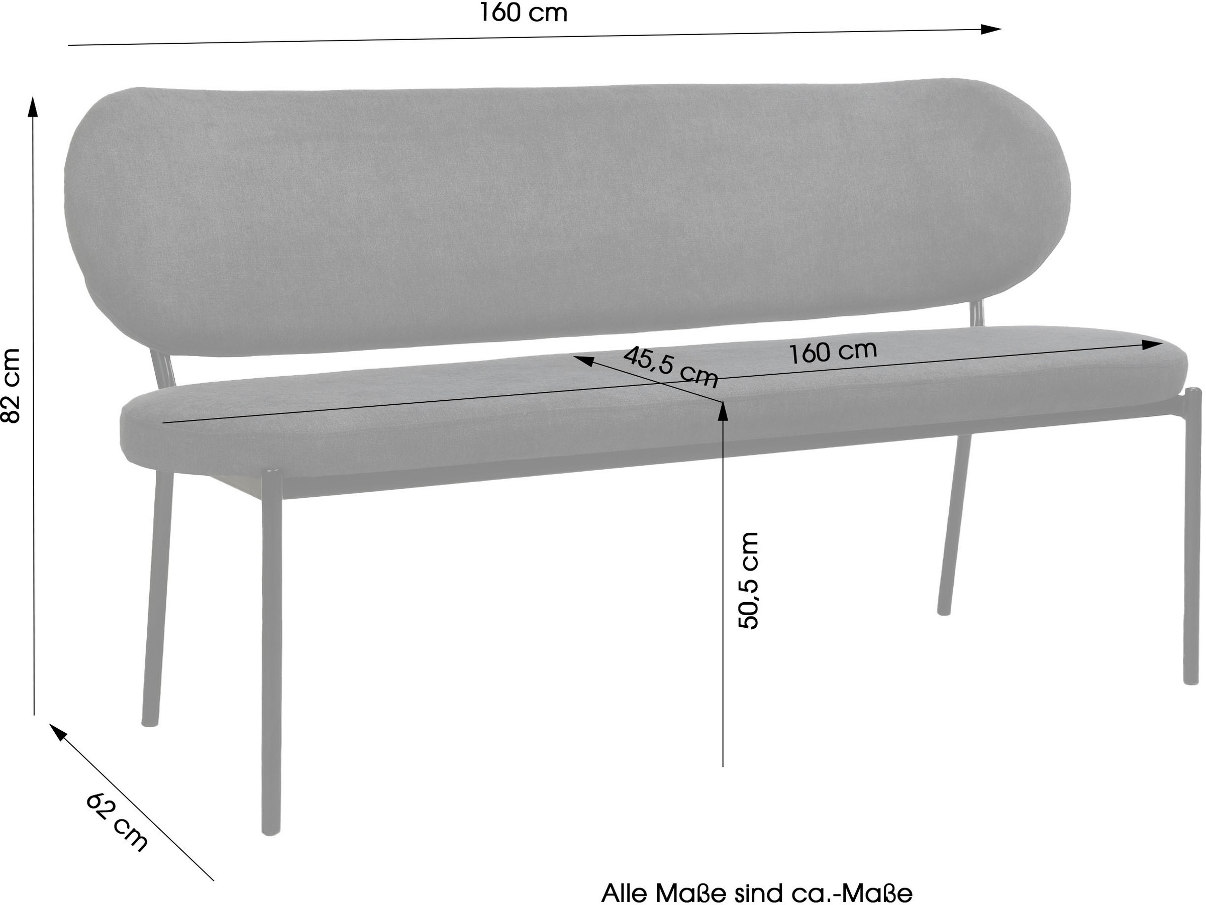 byLIVING Sitzbank »Jersey«, mit Webstoff-Bezug, mit Rückenlehne, Breite 160 cm