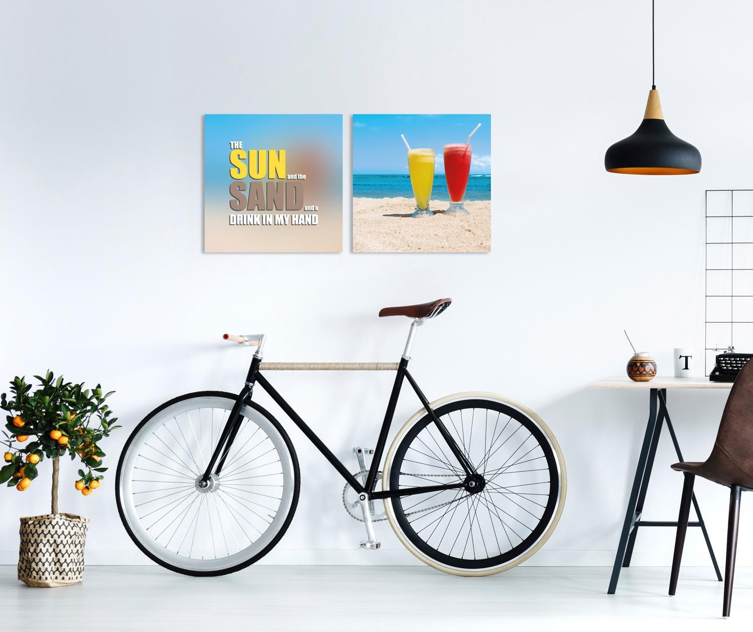 queence Leinwandbild »Drink in my Hand«, Getränke-Strand-Strandbilder-Meer- günstig online kaufen