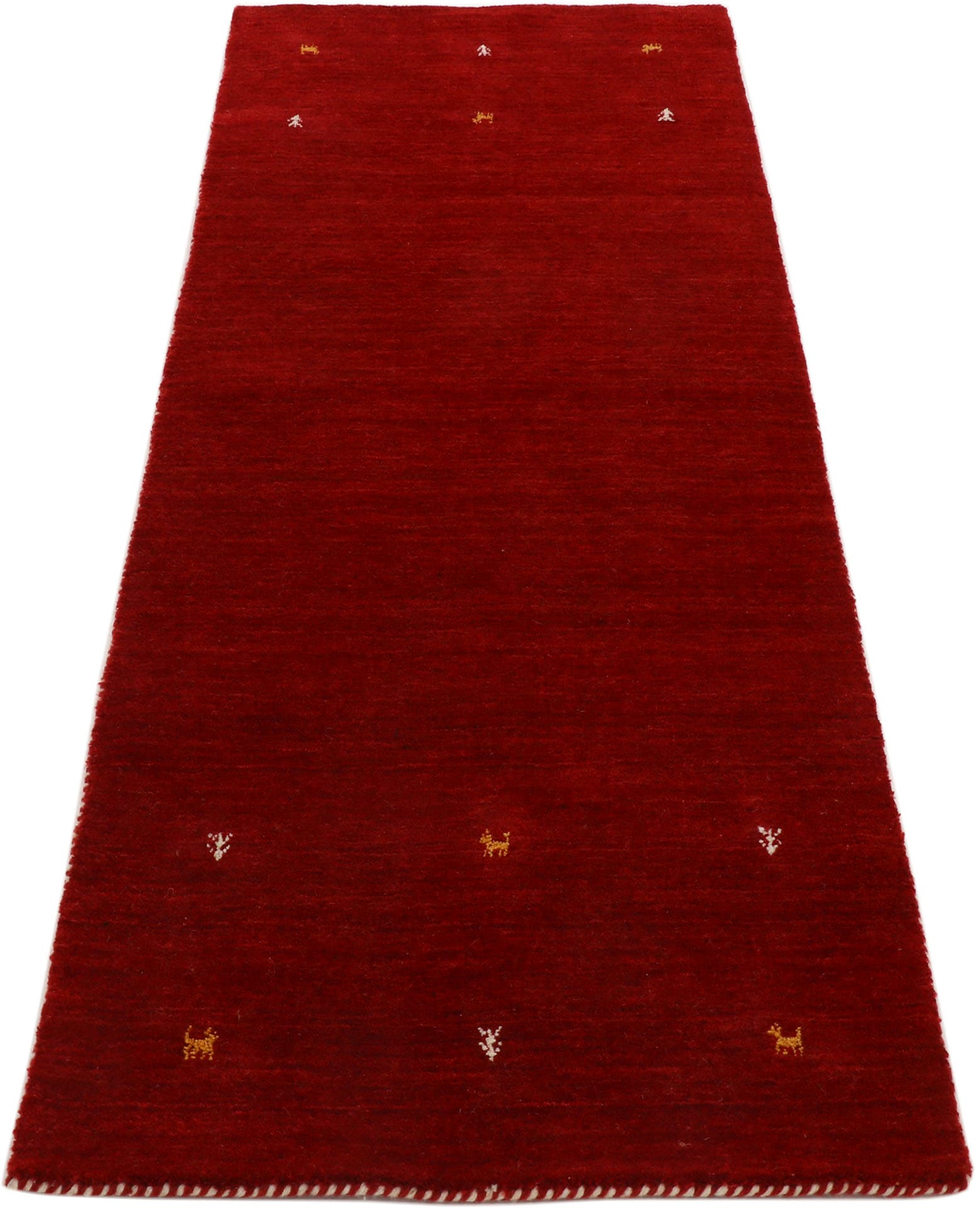 carpetfine Wollteppich »Gabbeh Uni, auch als Läufer erhältlich«, rechteckig, 15 mm Höhe, reine Wolle, handgewebt, Gabbeh Loom Tiermotiv, große Farbauswahl