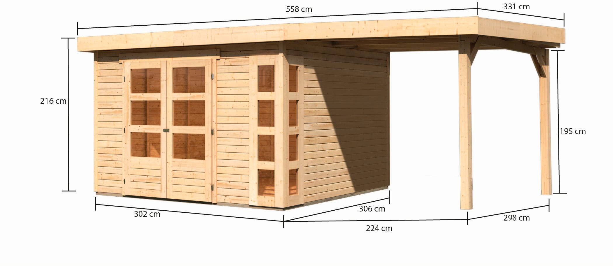 Karibu Gartenhaus »Kerko 6«, mit Anbaudach