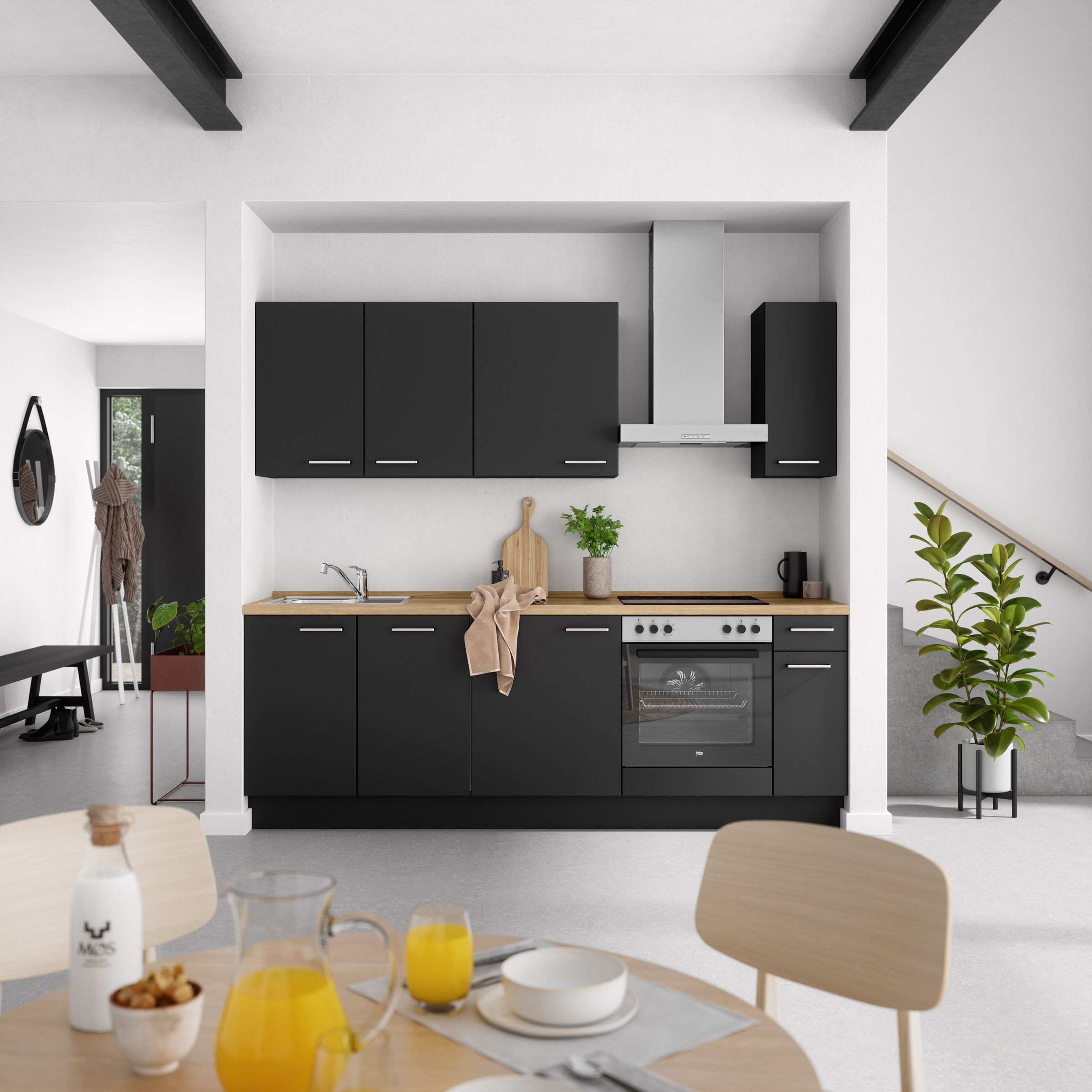 nobilia® Küchenzeile »"Touch I"«, vormontiert, Ausrichtung wählbar, Breite 240 cm, wahlw. mit E-Geräten