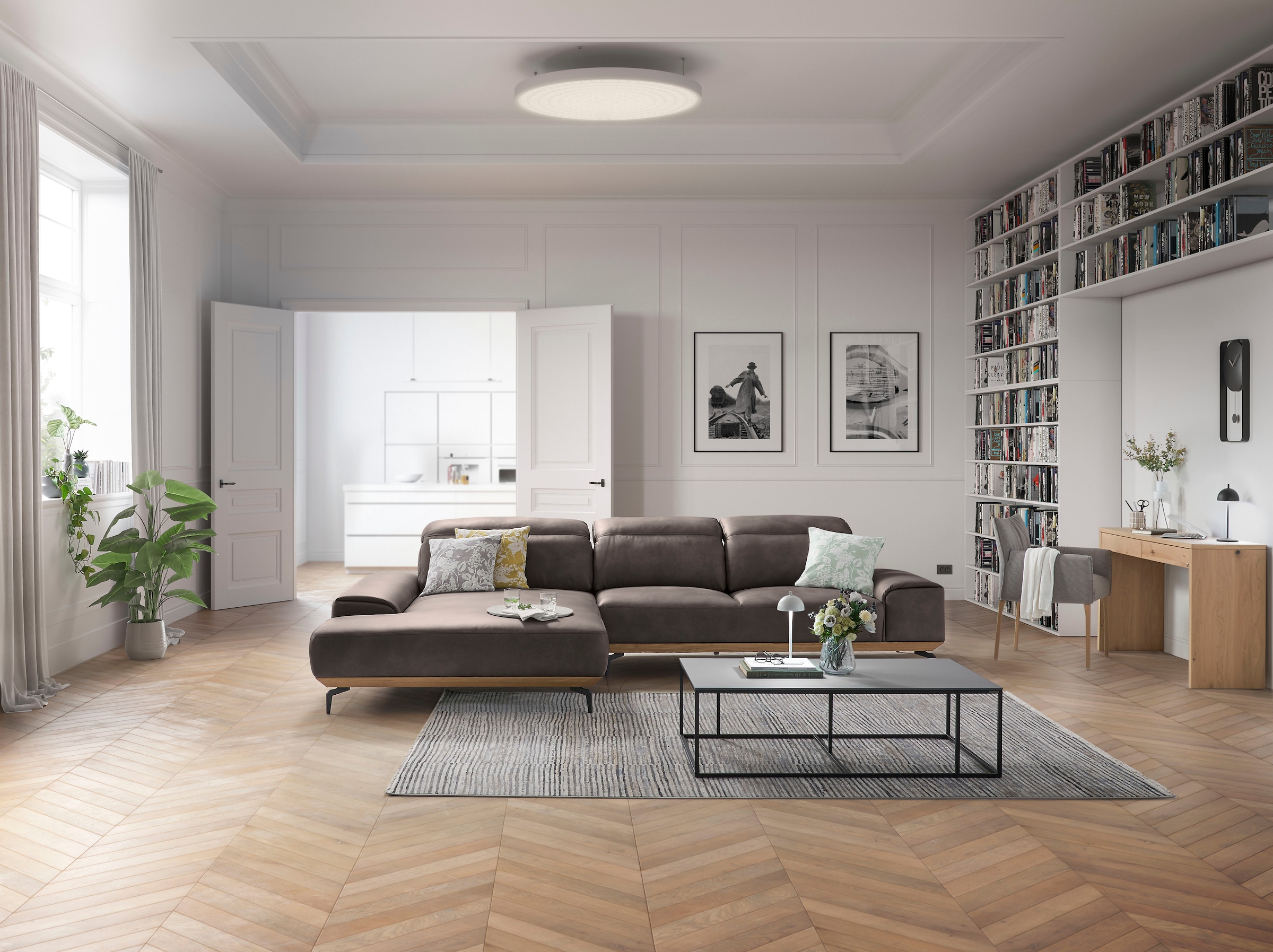 Musterring Wohnlandschaft »MR 2490«, Fuß Schwarz, Sitzhöhe 46cm, wahlweise mit Funktionen, Maße 342x207 cm