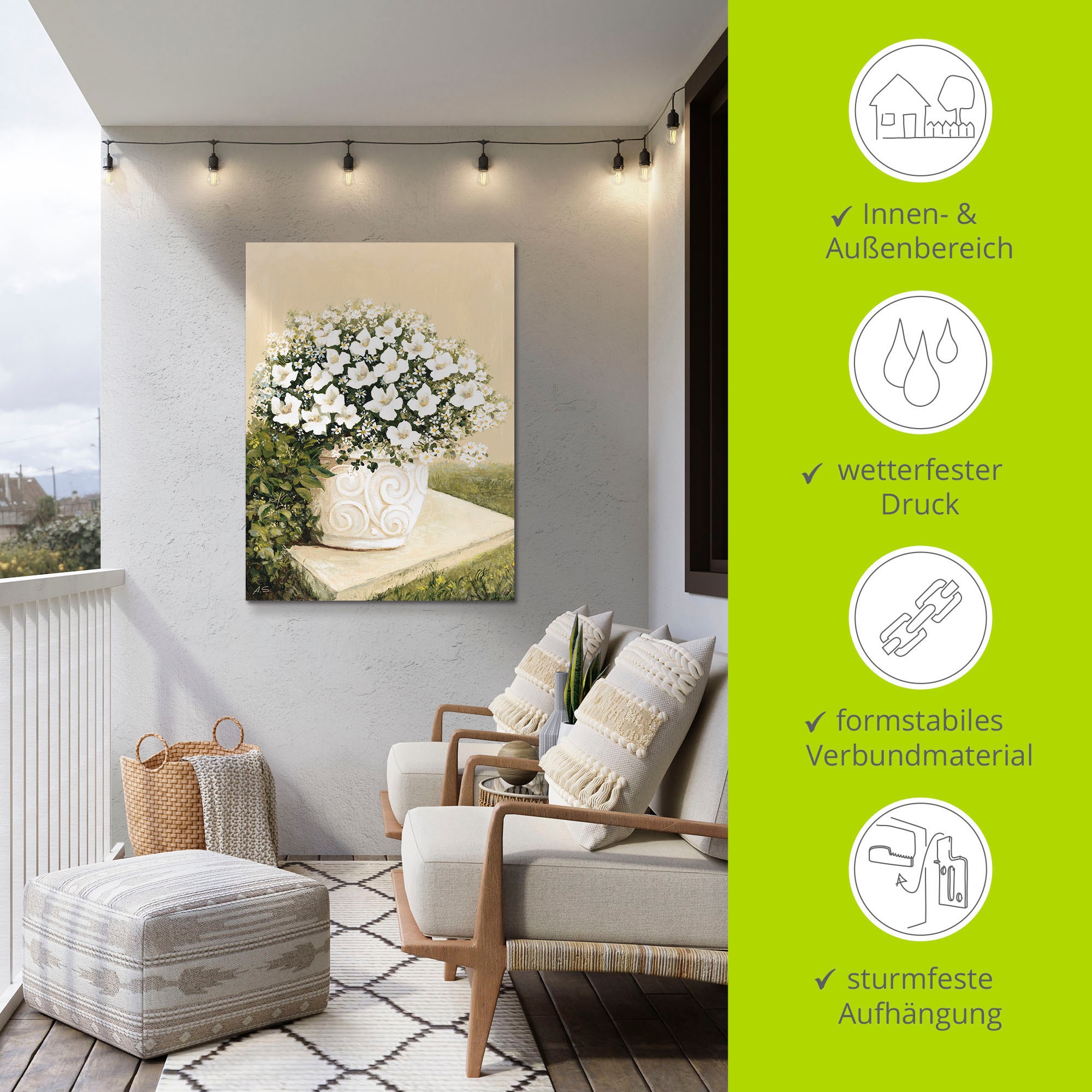 Artland Wandbild »Blumentopf I«, Blumen, (1 St.), als Alubild, Outdoorbild, Leinwandbild, Poster in verschied. Größen