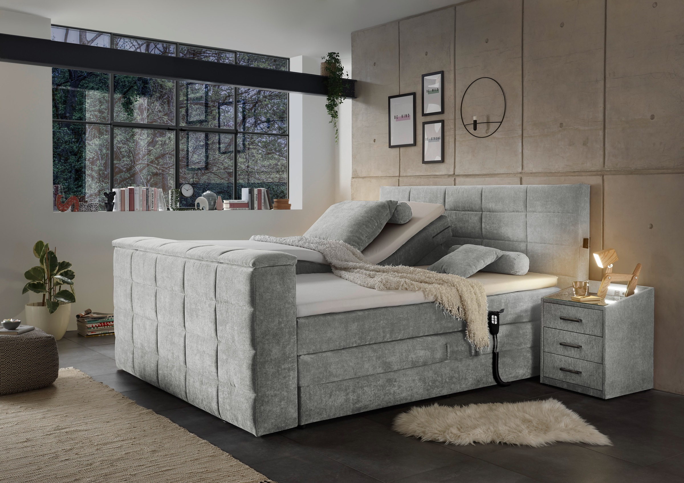 ED EXCITING DESIGN Boxspringbett »Denver«, inkl. Motorverstellung, Duo-Matr günstig online kaufen