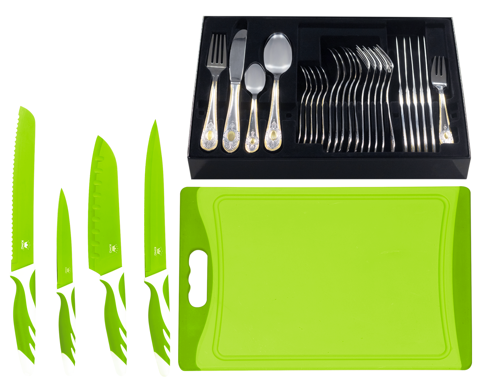 KING Besteck-Set »»BAS GOLD«« mit Dekor in Gold-Optik, inkl. Etui, 4 Küchen günstig online kaufen