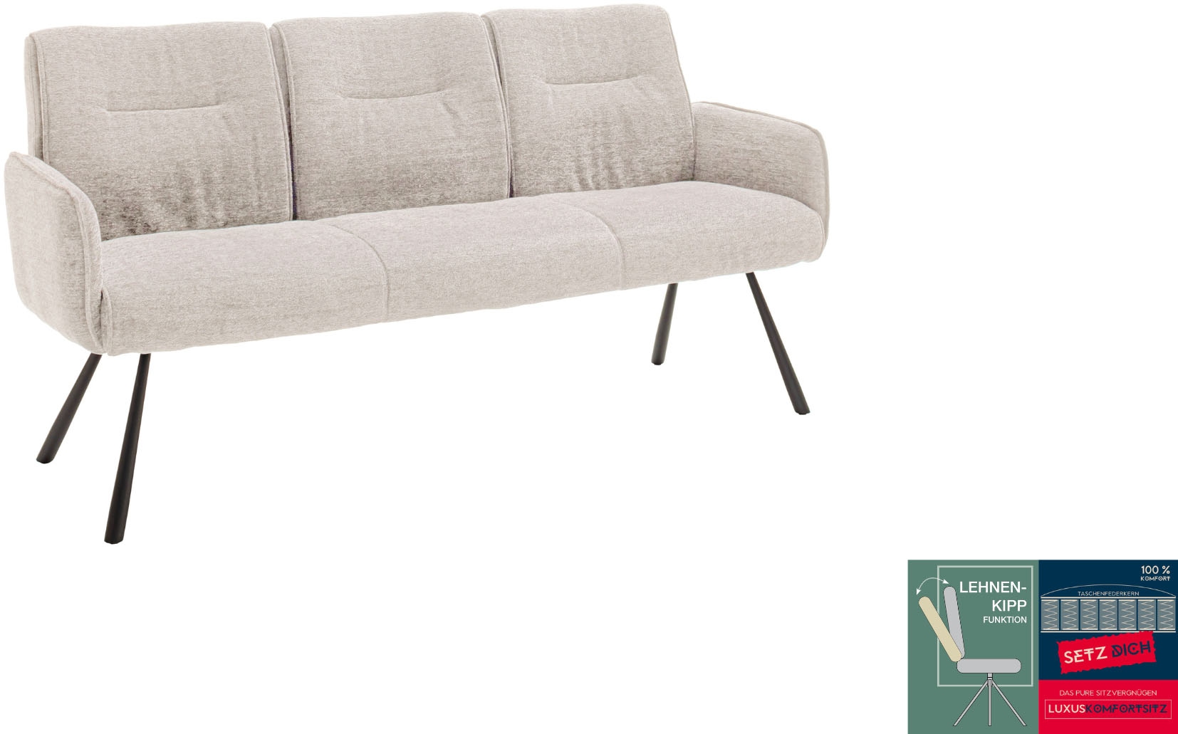 MCA furniture Sitzbank »Delane« 1 Stk. tlg. Taschenfederkern, Lehnenkippfunktion, Armlehnen, beweglicher Rücken