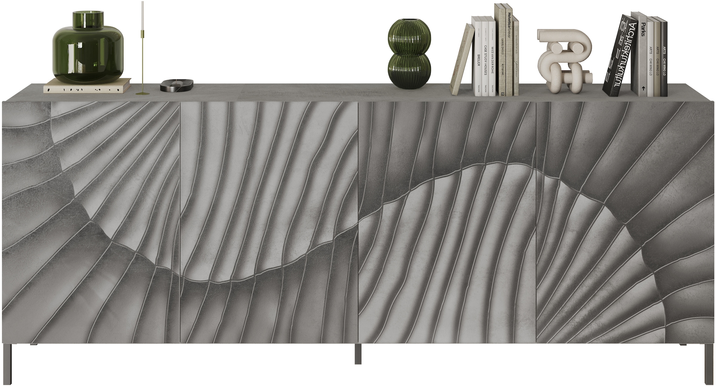INOSIGN Sideboard »Snake Breite 241 cm, moderne Kommode mit 4 Türen«, Anrichte mit viel Stauraum, Front mit besonderem Siebdruck